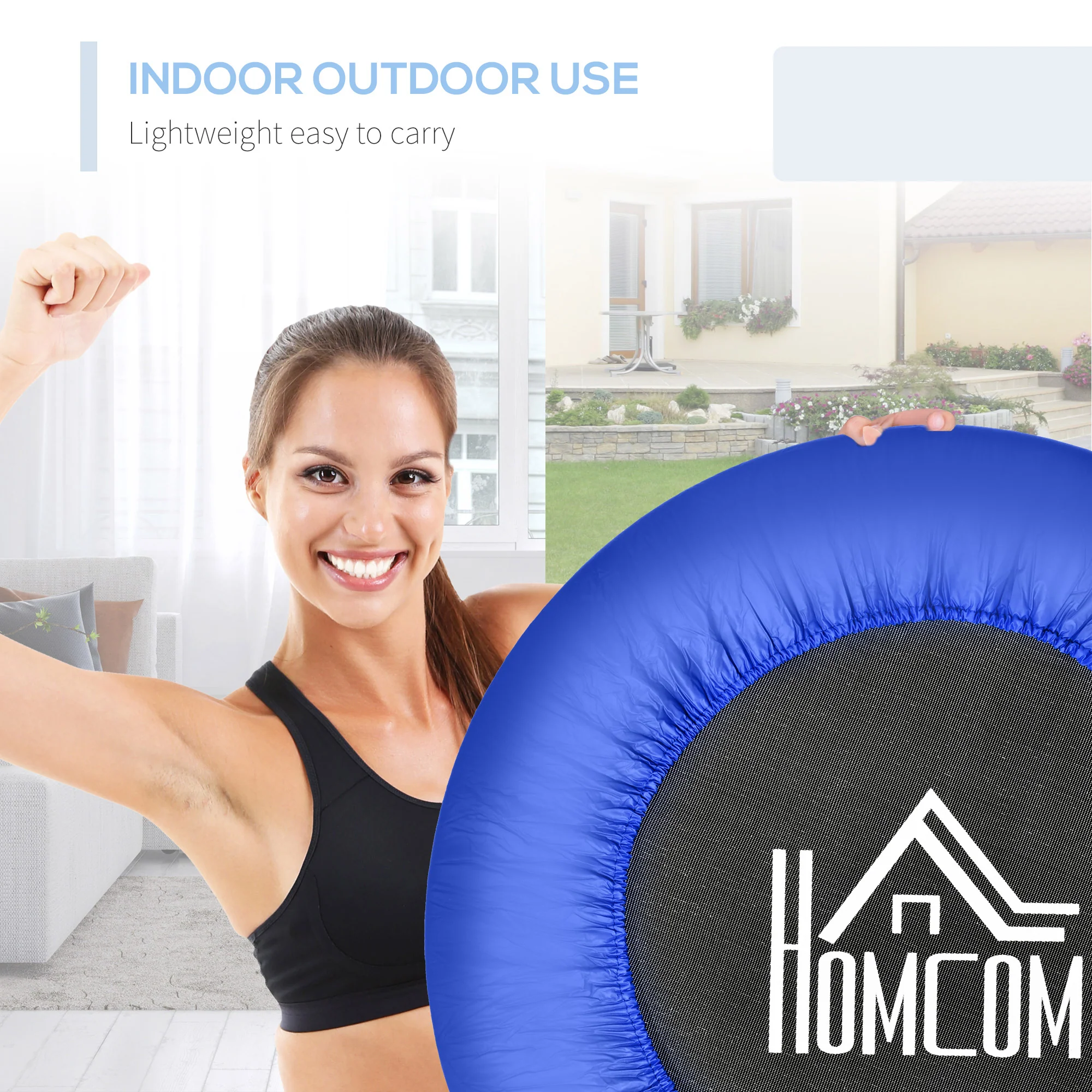 HOMCOM 81cm Fitness Trampoline Exercise, Max Load 100 KG, Blue Black - Image 6
