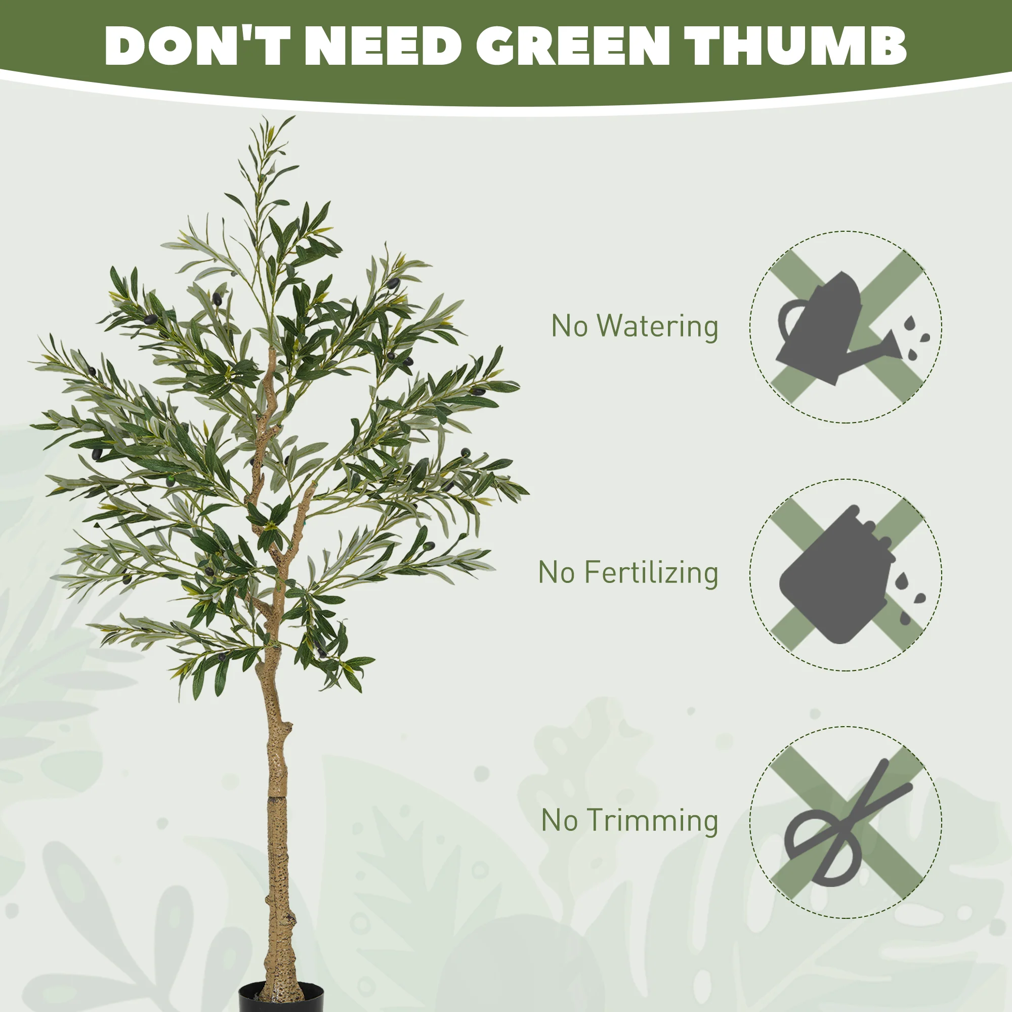 HOMCOM Indoor Artificial Plant, Faux Potted Silk Olive Tree, 150cm - Image 7
