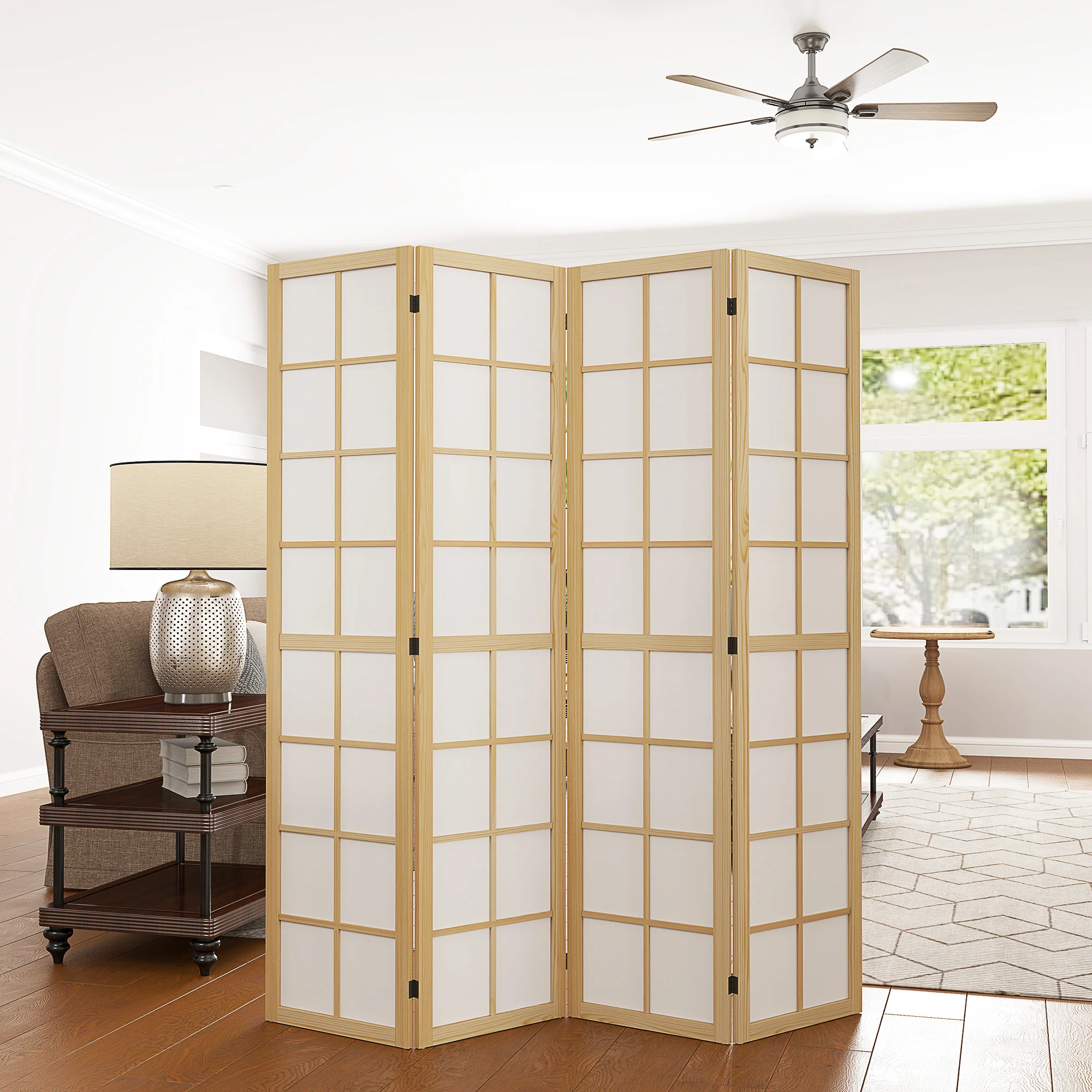 HOMCOM Indoor Room Partition, 4 Panel Folding Room Divider, 160 X 170cm - Image 2