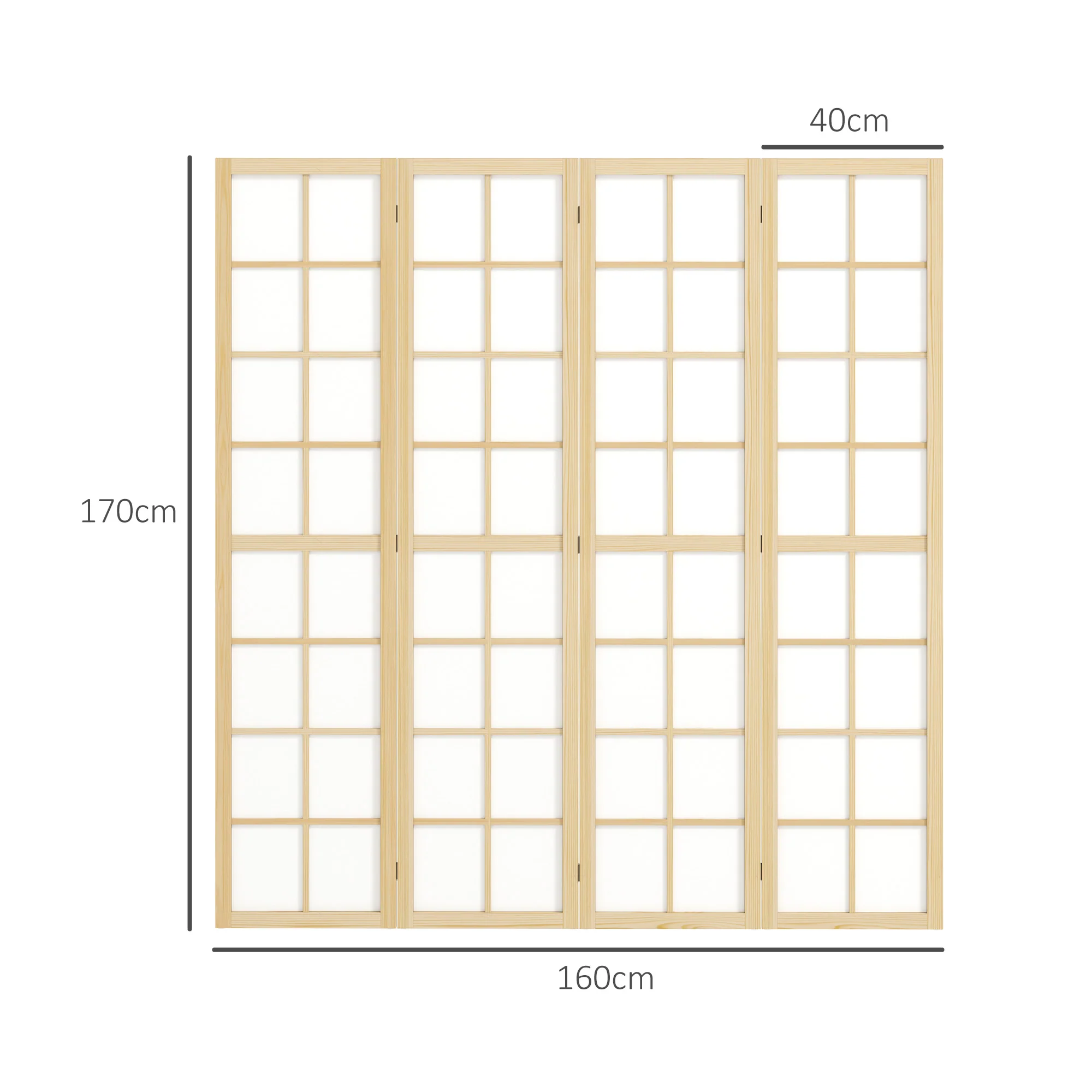 HOMCOM Indoor Room Partition, 4 Panel Folding Room Divider, 160 X 170cm - Image 5