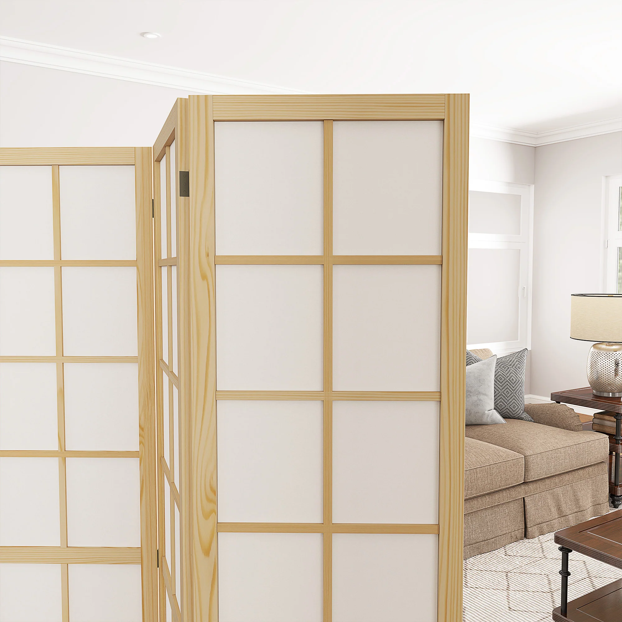 HOMCOM Indoor Room Partition, 4 Panel Folding Room Divider, 160 X 170cm - Image 8