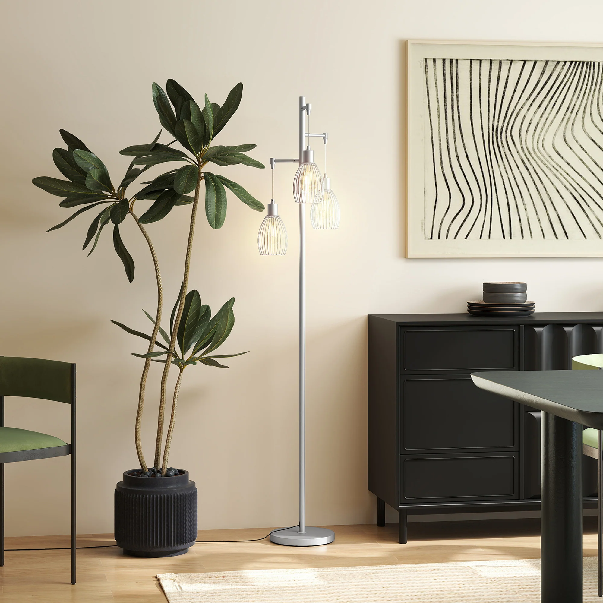 HOMCOM Industrial 3-Light Floor Lamp Dimmable Standing Lamp - Image 17