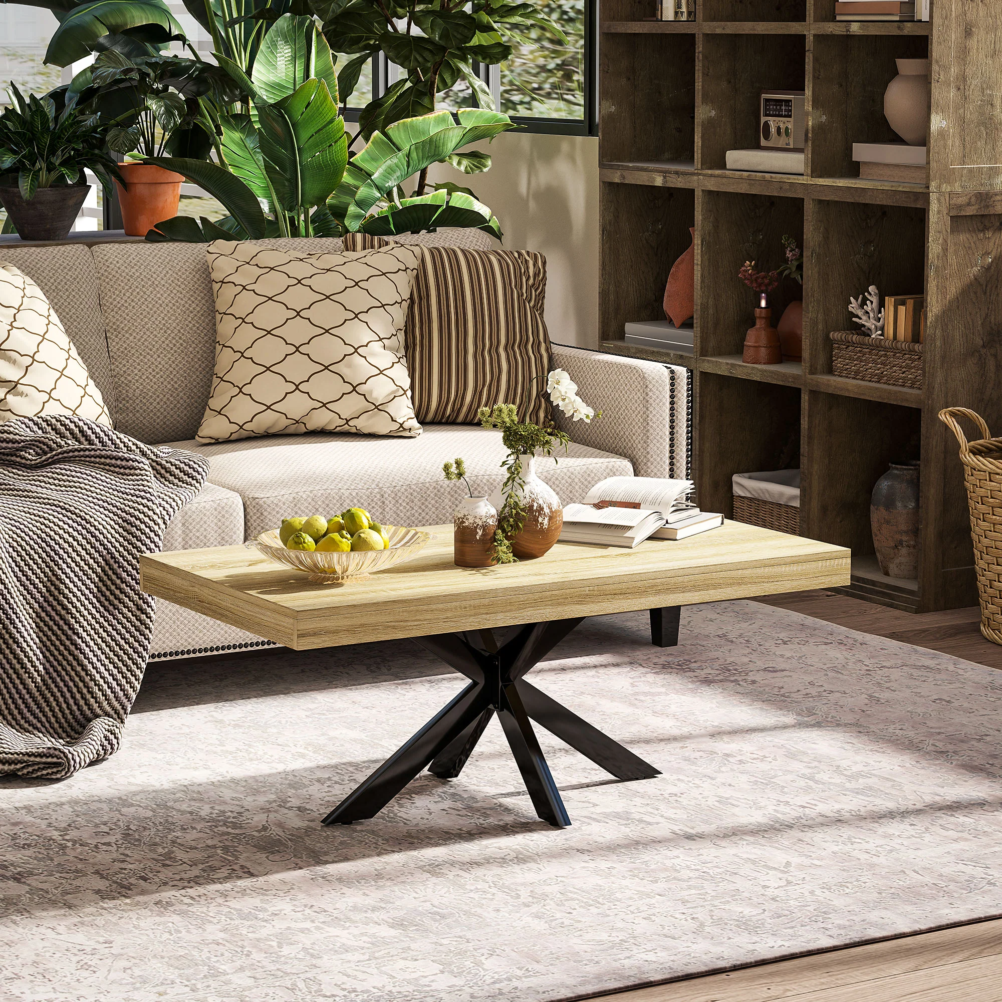 HOMCOM Industrial Coffee Table, End Table With Steel Frame, 110x60 X45cm - Image 7