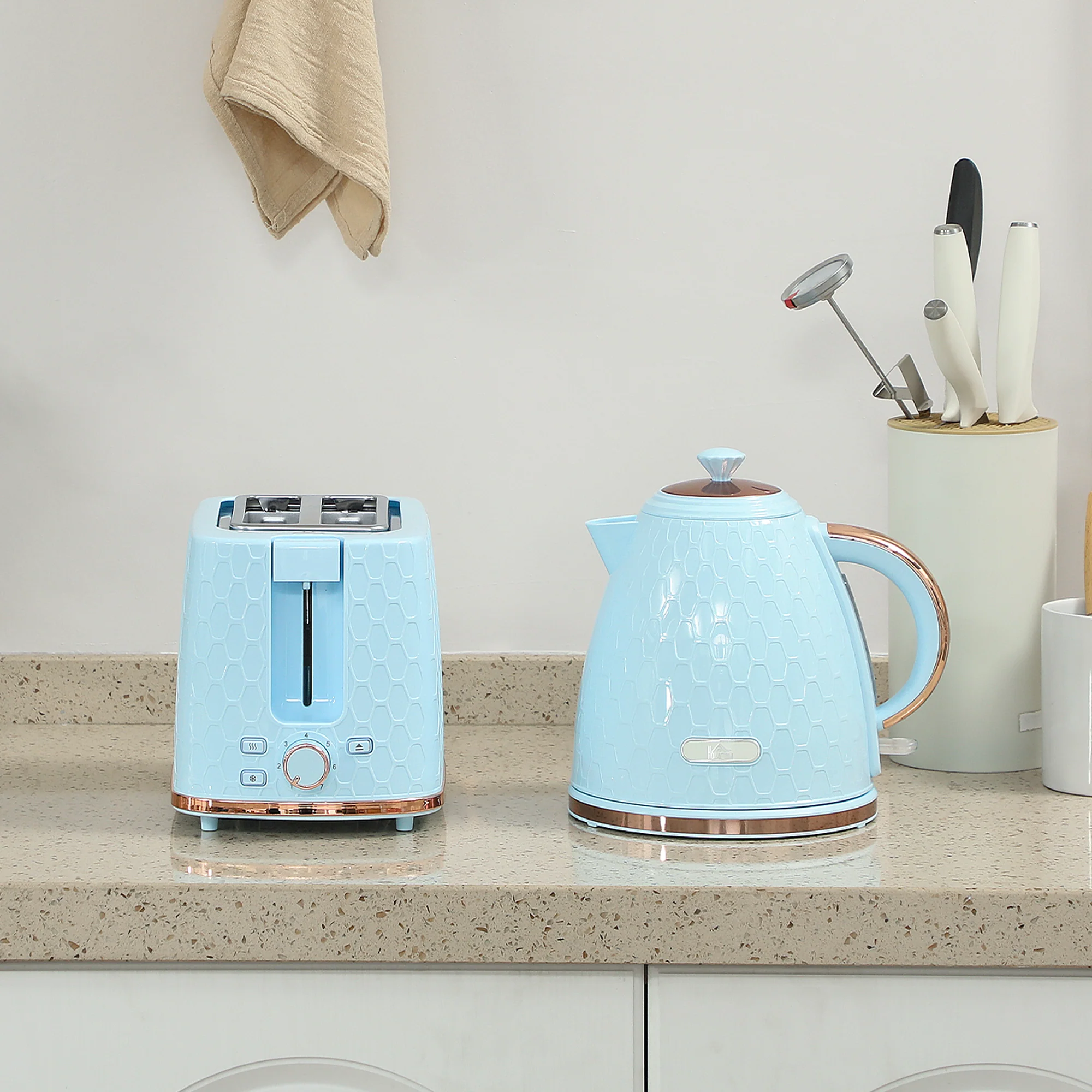 HOMCOM Kettle And Toaster Set 1.7L Kettle & 2 Slice Toaster Set, - Image 7