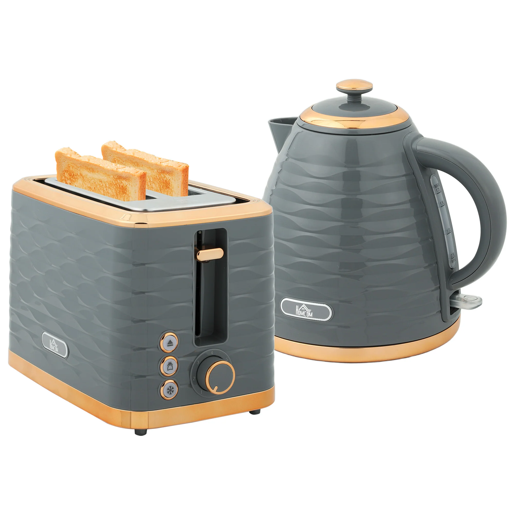 HOMCOM Kettle and Toaster Set 1.7L Rapid Boil Kettle & 2 Slice Toaster - Image 10