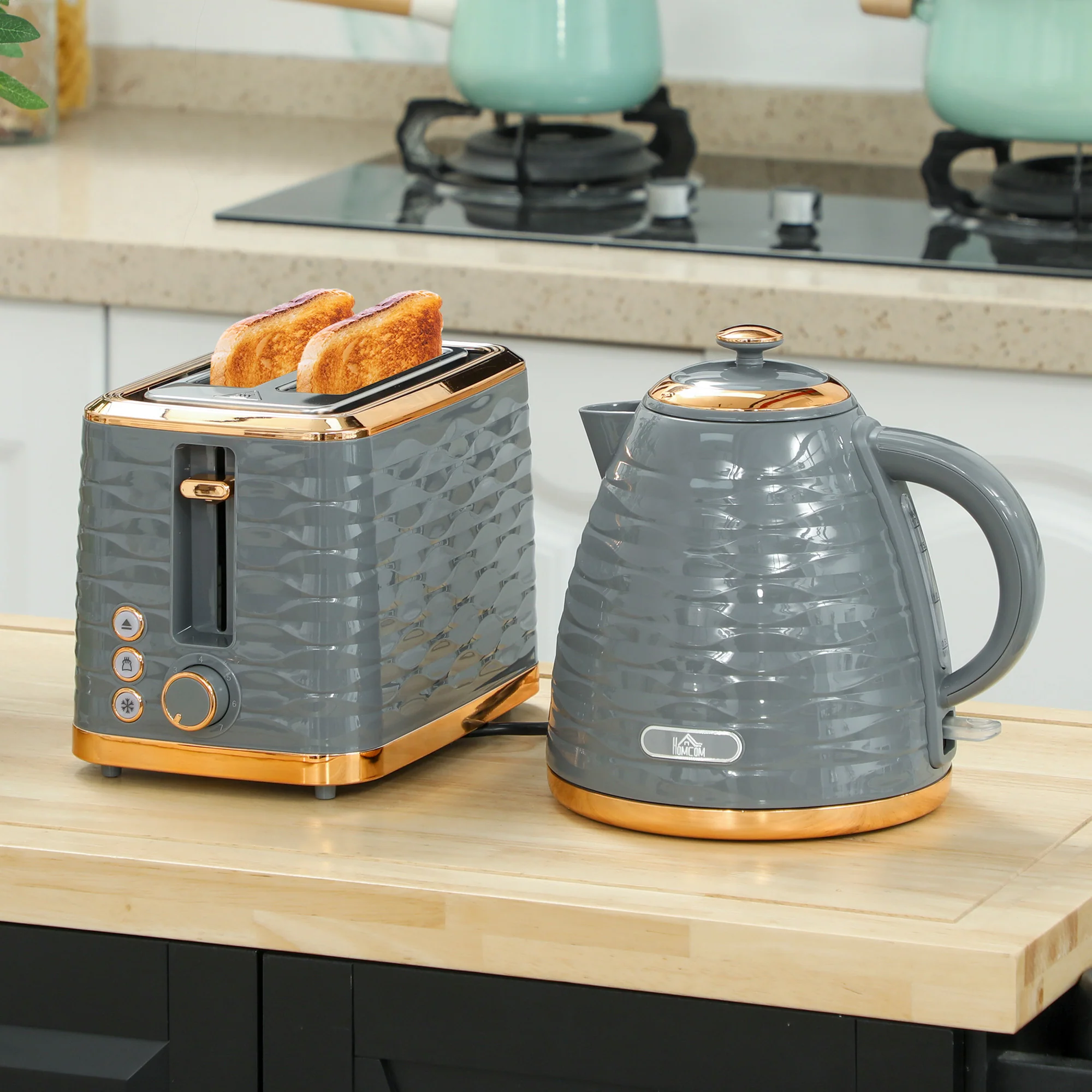HOMCOM Kettle and Toaster Set 1.7L Rapid Boil Kettle & 2 Slice Toaster - Image 11