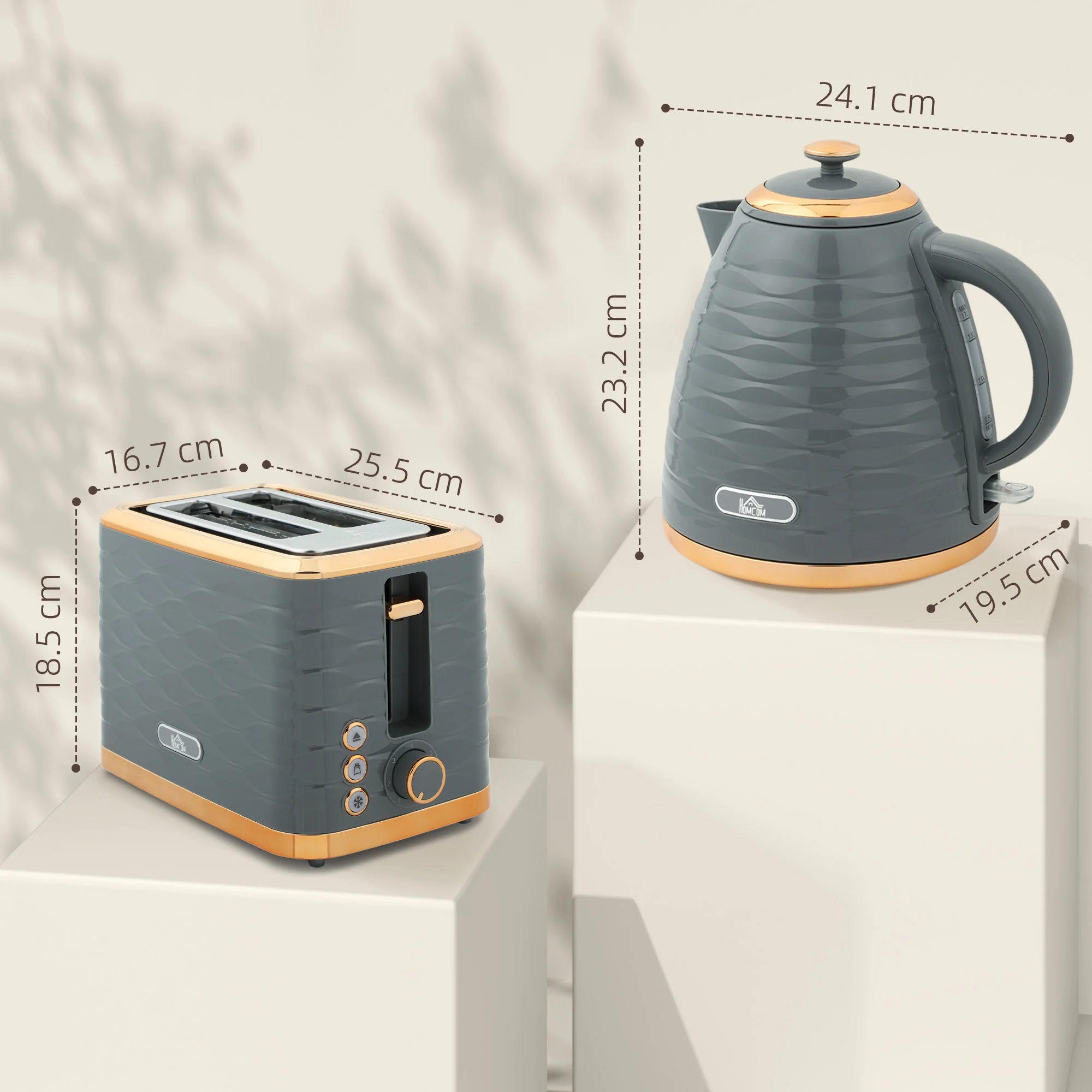 HOMCOM Kettle and Toaster Set 1.7L Rapid Boil Kettle & 2 Slice Toaster - Image 14