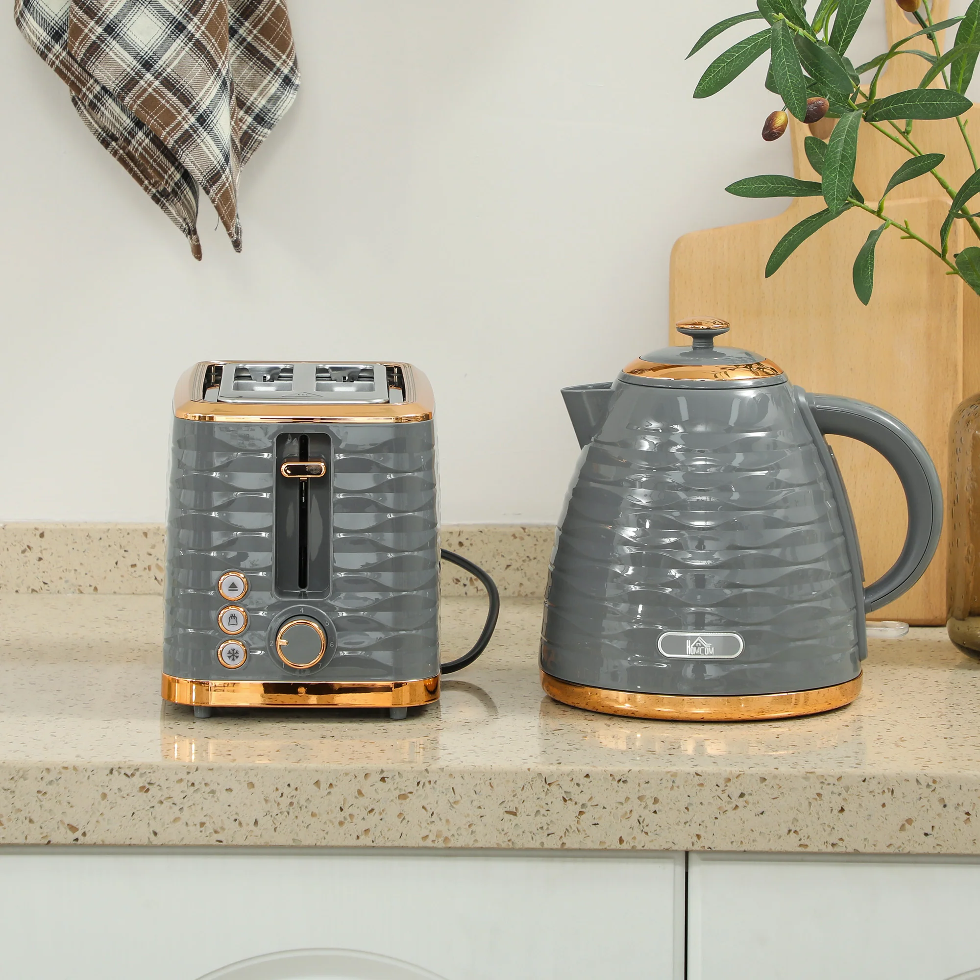 HOMCOM Kettle and Toaster Set 1.7L Rapid Boil Kettle & 2 Slice Toaster - Image 16