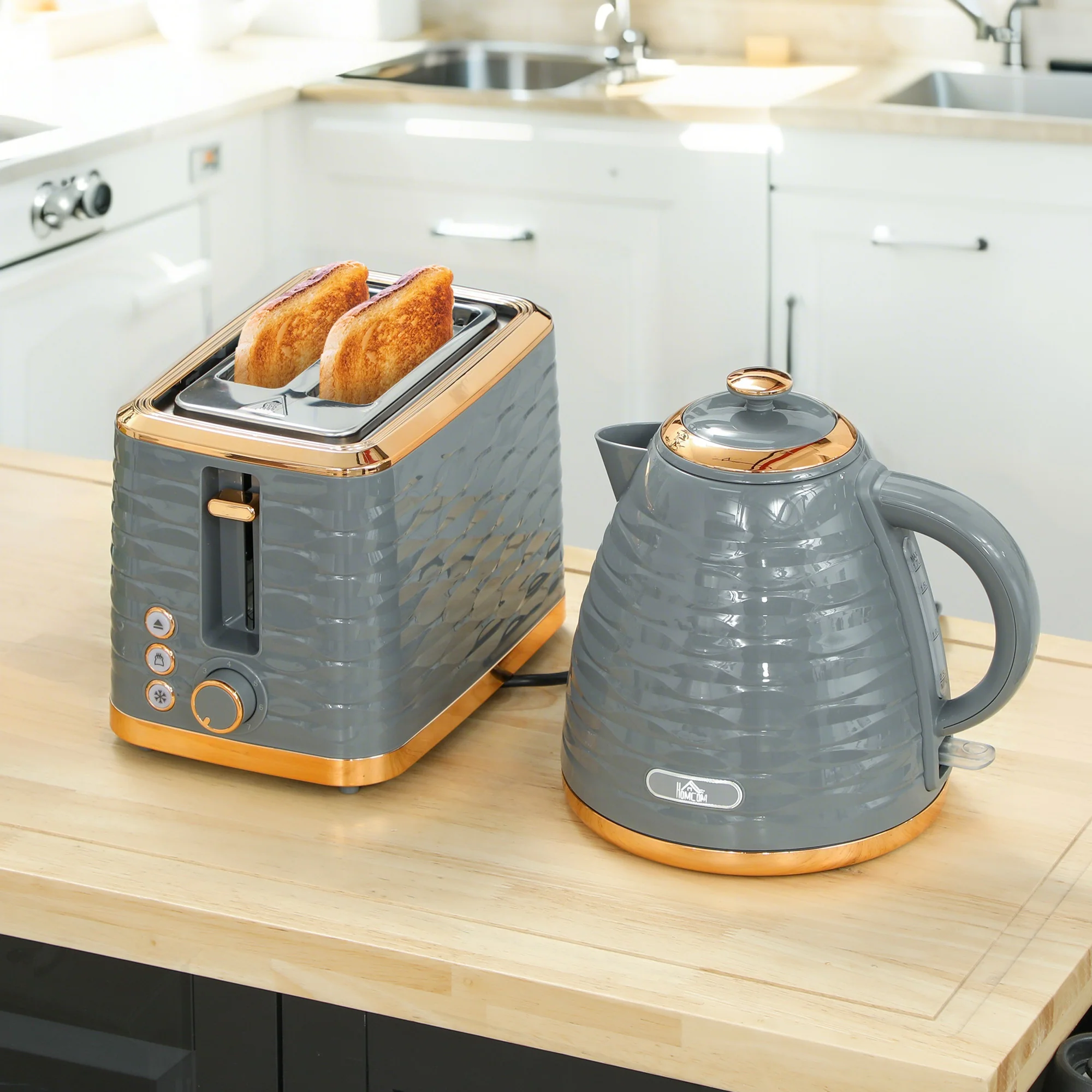 HOMCOM Kettle and Toaster Set 1.7L Rapid Boil Kettle & 2 Slice Toaster - Image 17