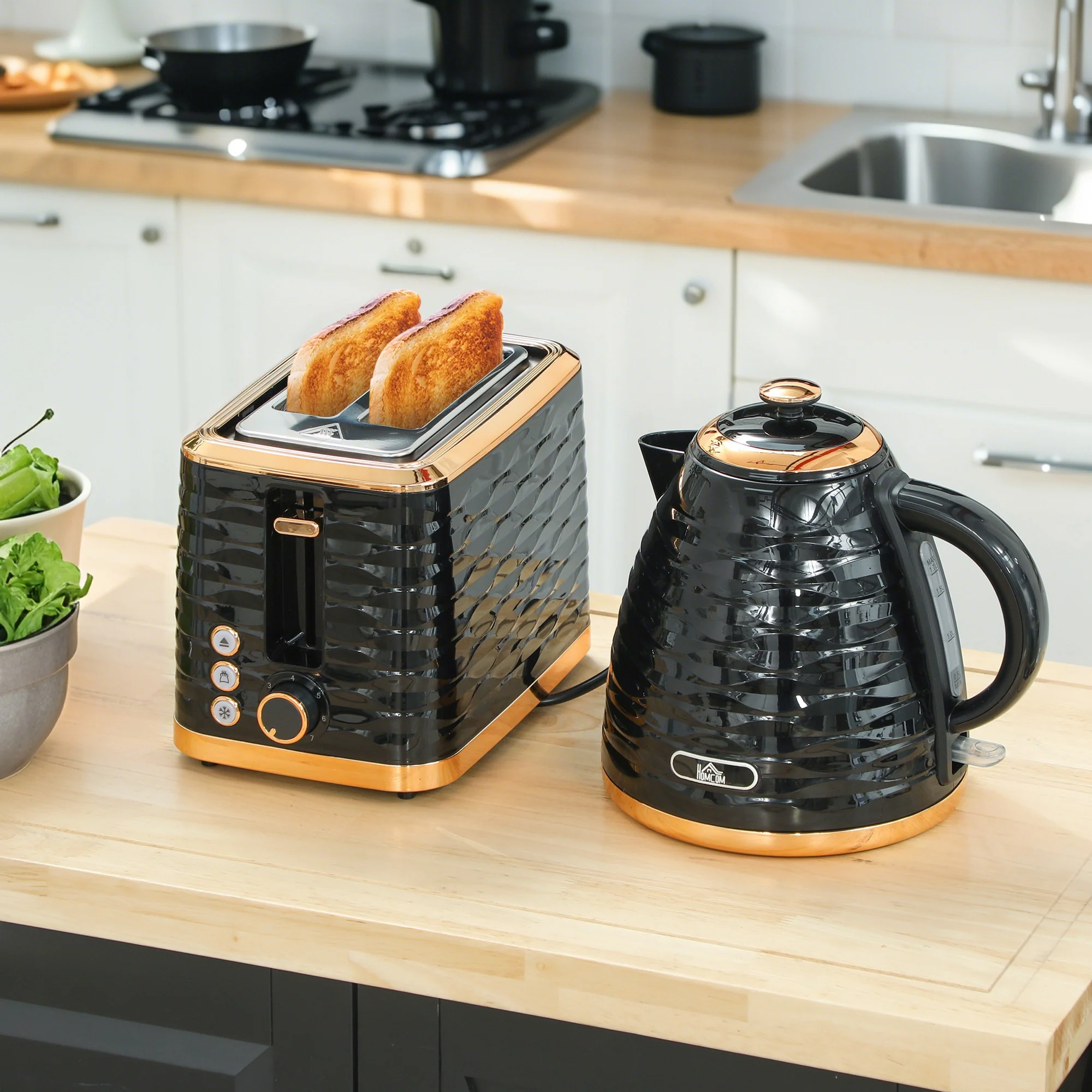 HOMCOM Kettle and Toaster Set 1.7L Rapid Boil Kettle & 2 Slice Toaster - Image 8