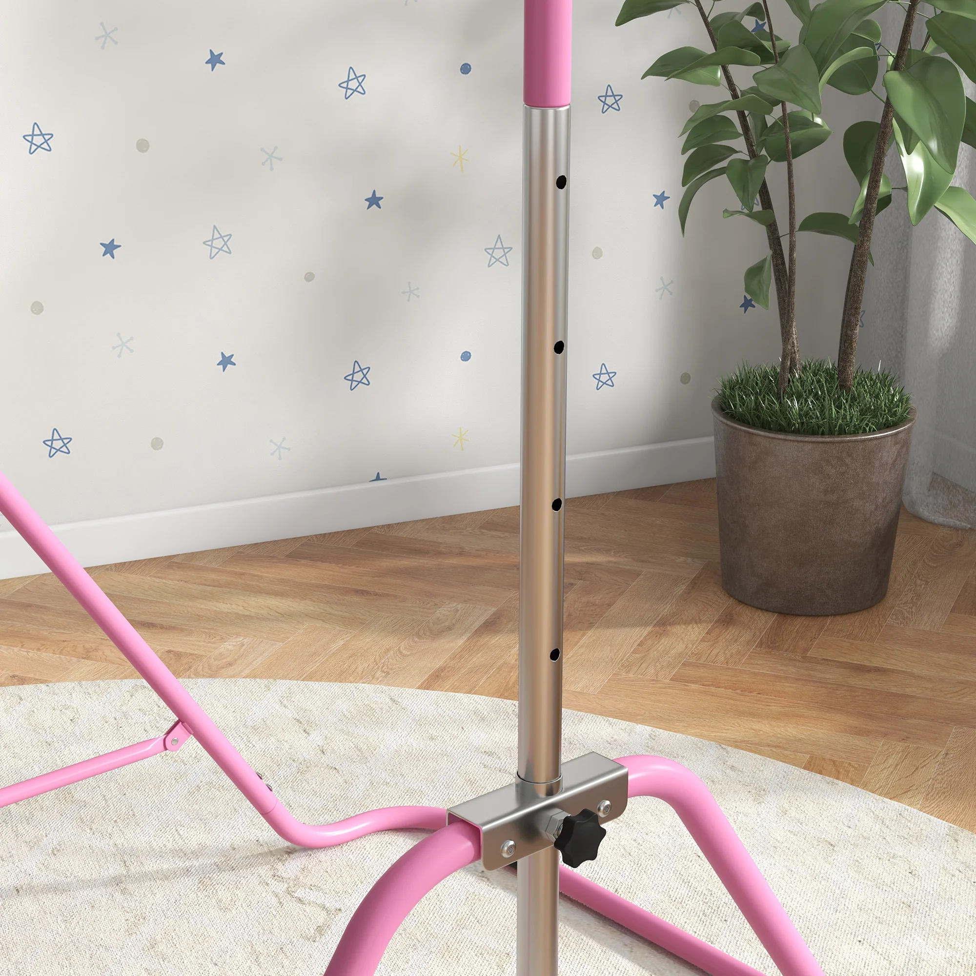 HOMCOM Kids Pink Gymnastic Bar W/ Adjustable Height, Foldable Training Bar - Image 9