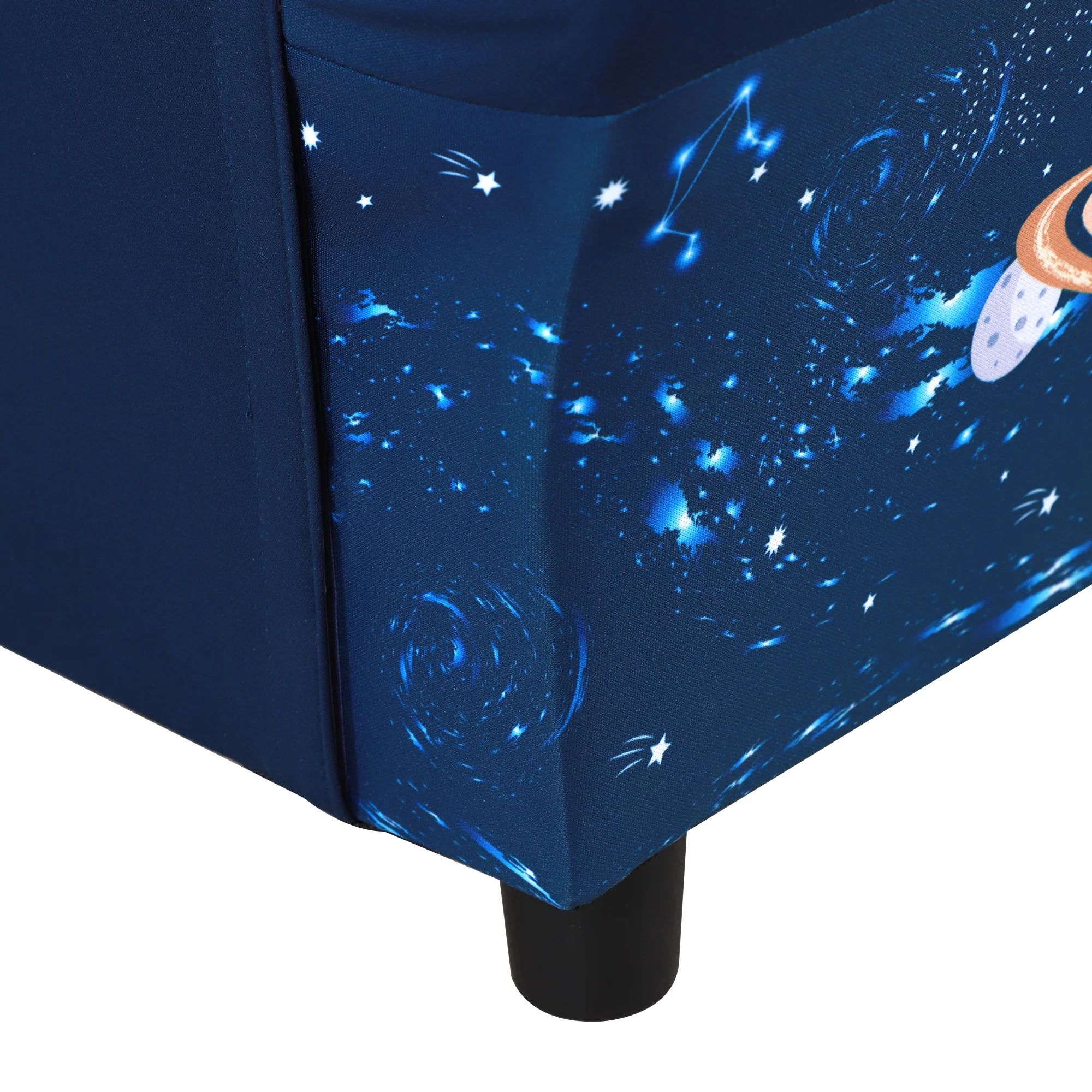 HOMCOM Kids Polyester Upholstered Outer-Space Armchair Blue/Yellow - Image 7