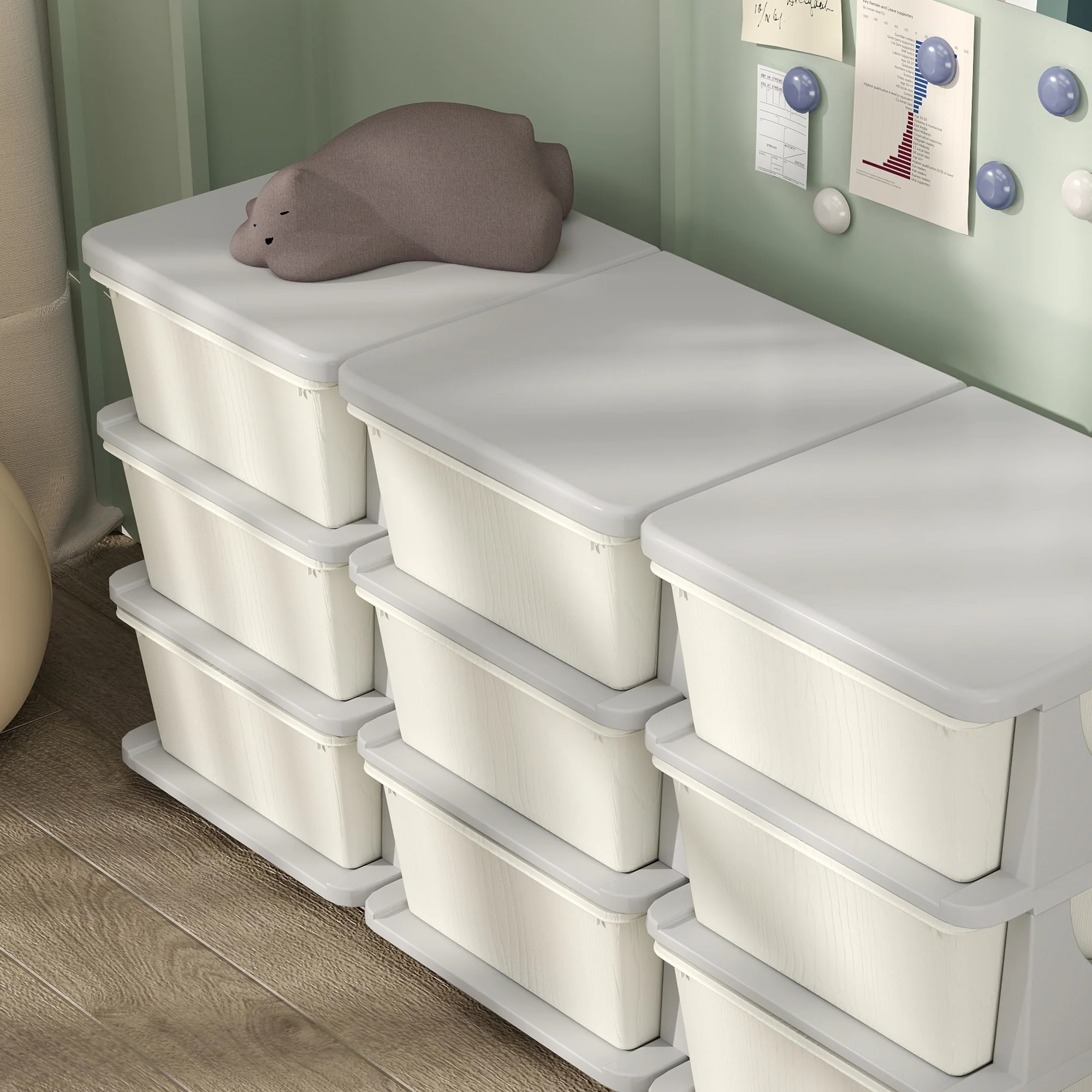 HOMCOM Kids Storage Units With Drawers 3 Tier Chest Dresser Tower - Image 18