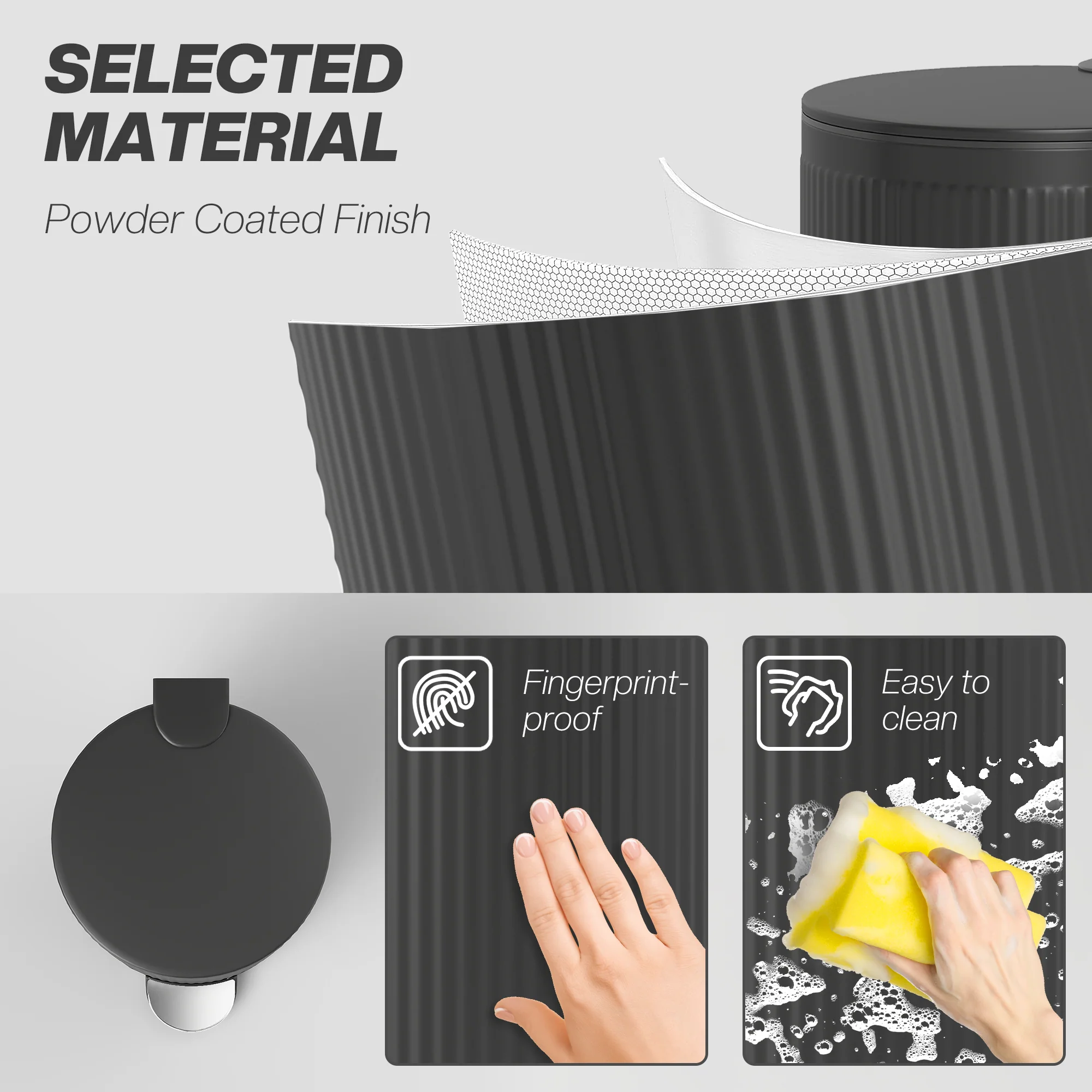 HOMCOM Kitchen Bin, 30 Litre Pedal Rubbish Bin With Removable Bucket, Black - Image 6