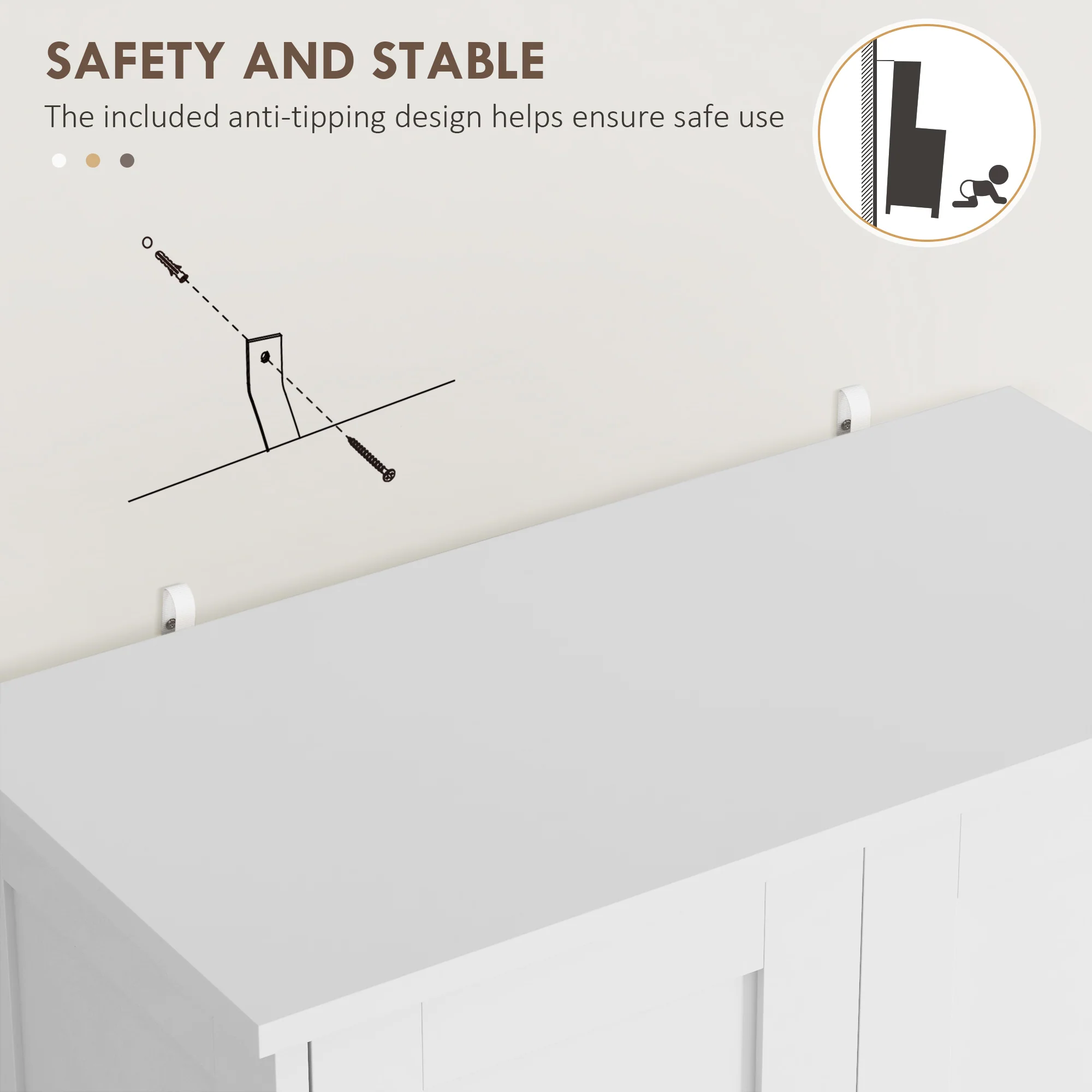 HOMCOM Kitchen Cupboard Kitchen Cabinet With Drawer And Adjustable Shelf White - Image 7