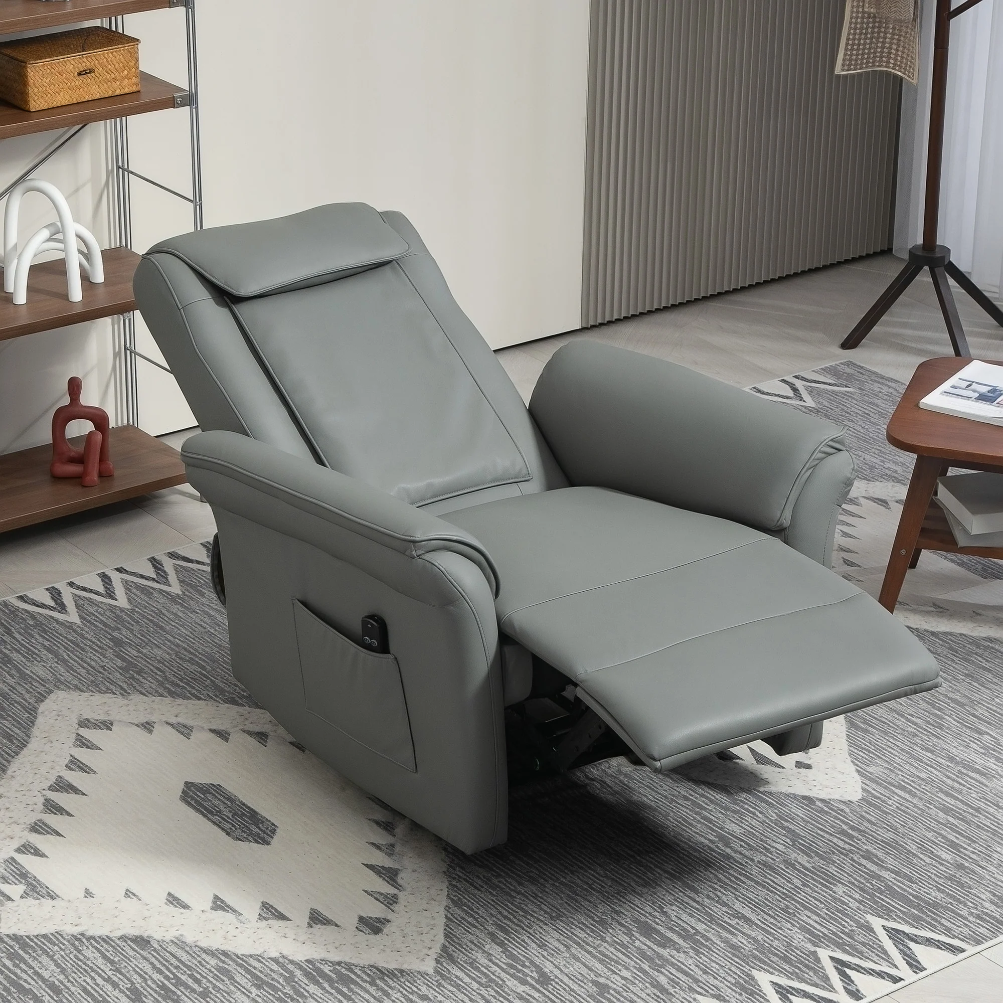 HOMCOM Kneading Massage Recliner Chair Breathable Leather Recliner Armchair - Image 9