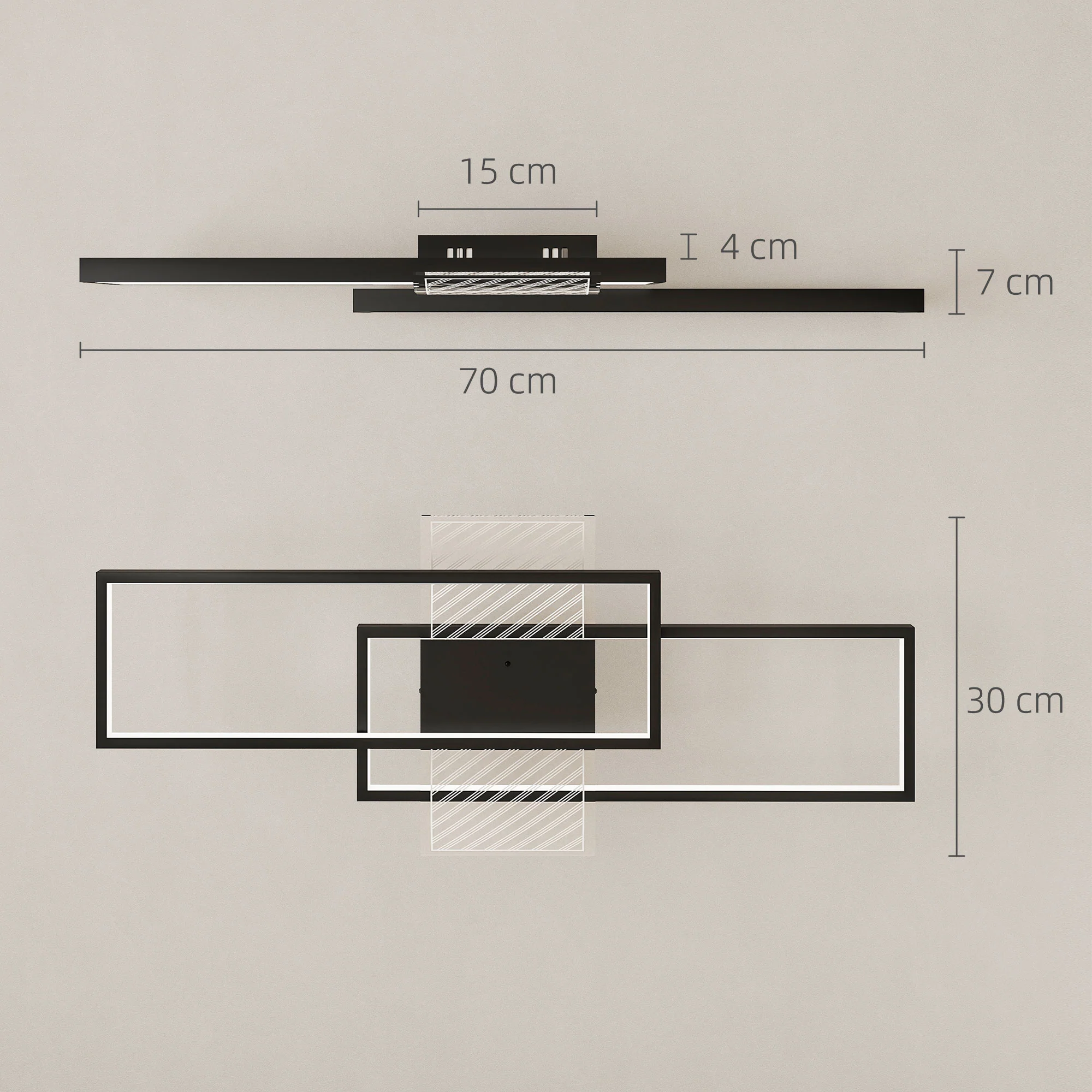 HOMCOM LED Ceiling Light, Dimmable Ceiling Light With Remote Control, Black - Image 5