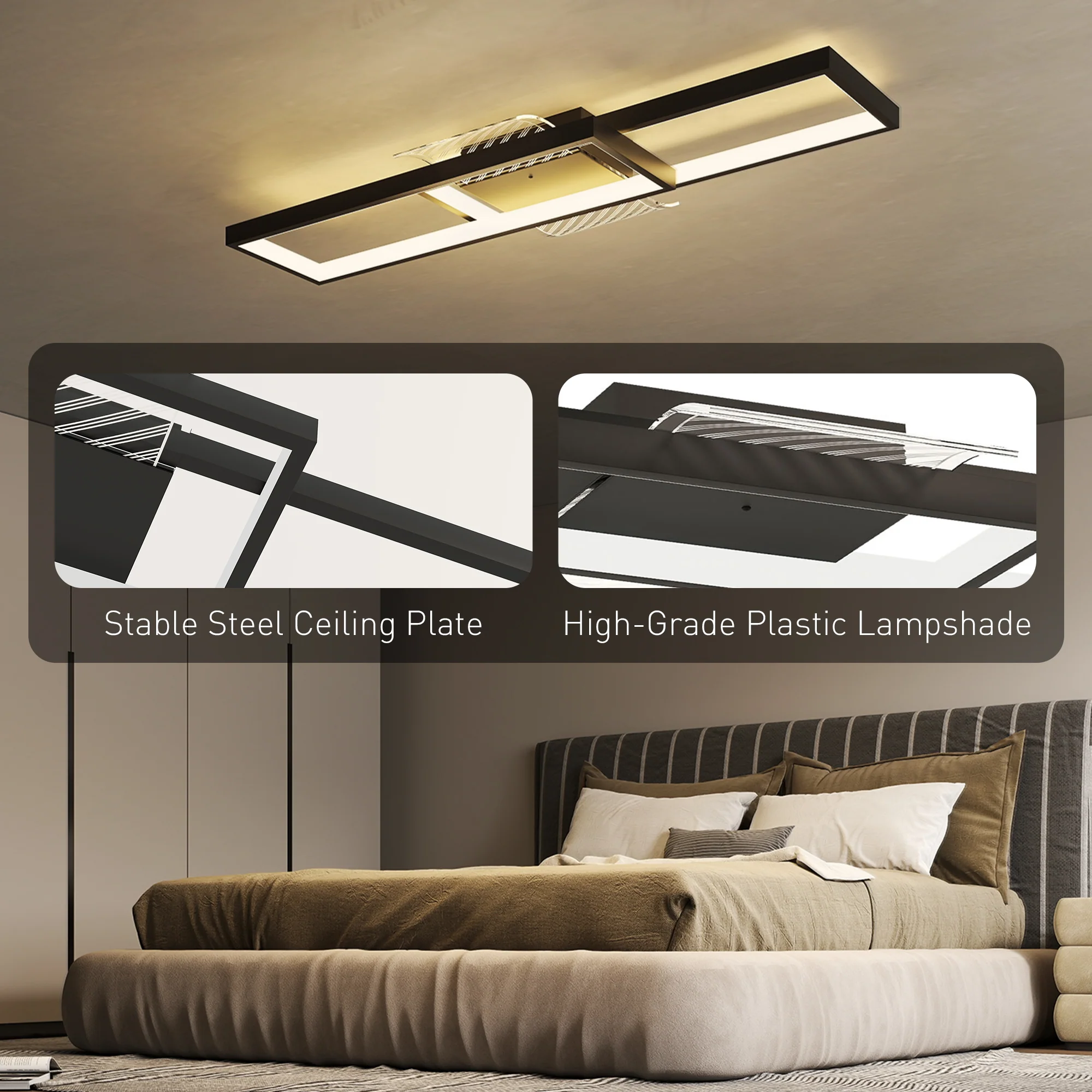 HOMCOM LED Ceiling Light, Dimmable Ceiling Light With Remote Control, Black - Image 6