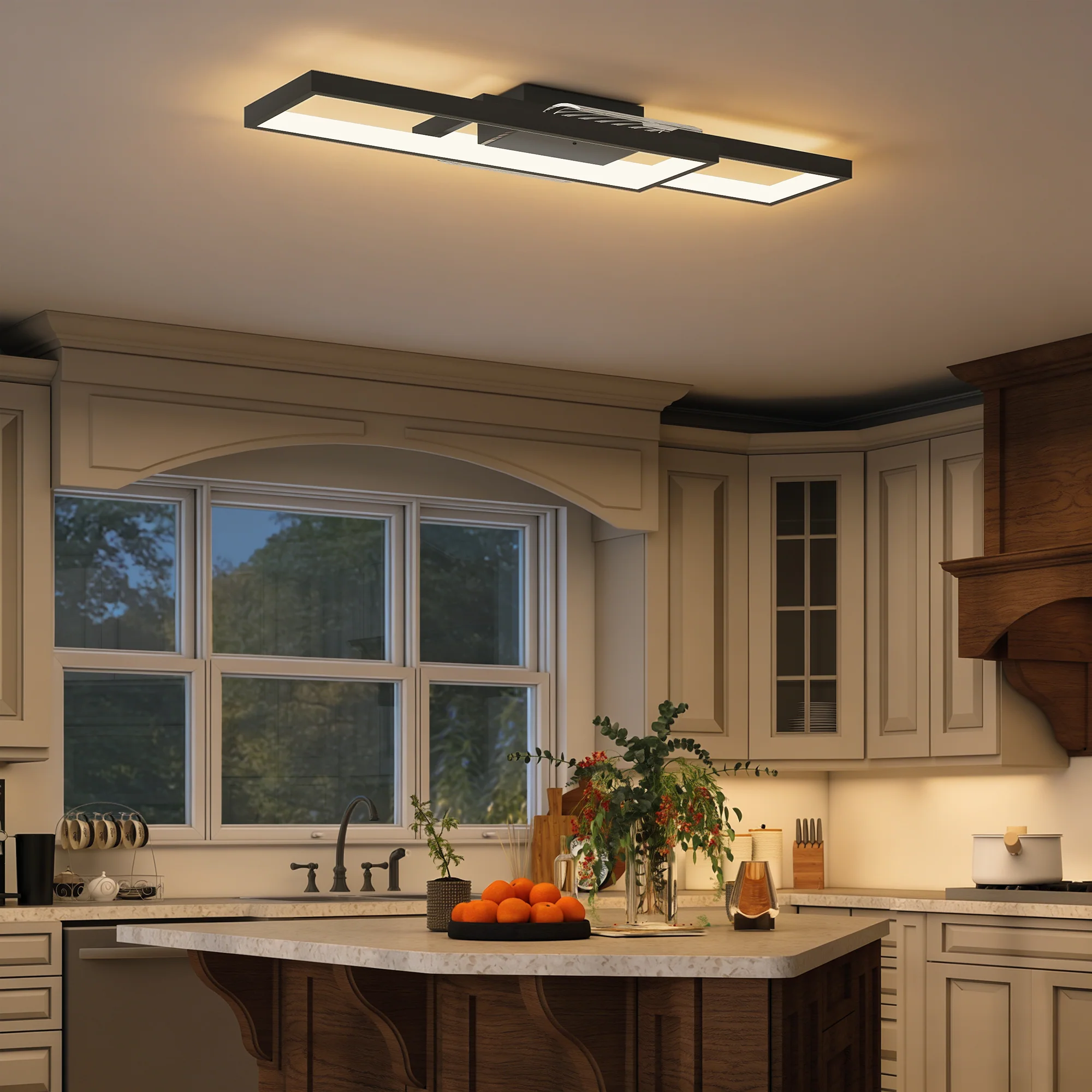 HOMCOM LED Ceiling Light, Dimmable Ceiling Light With Remote Control, Black - Image 7