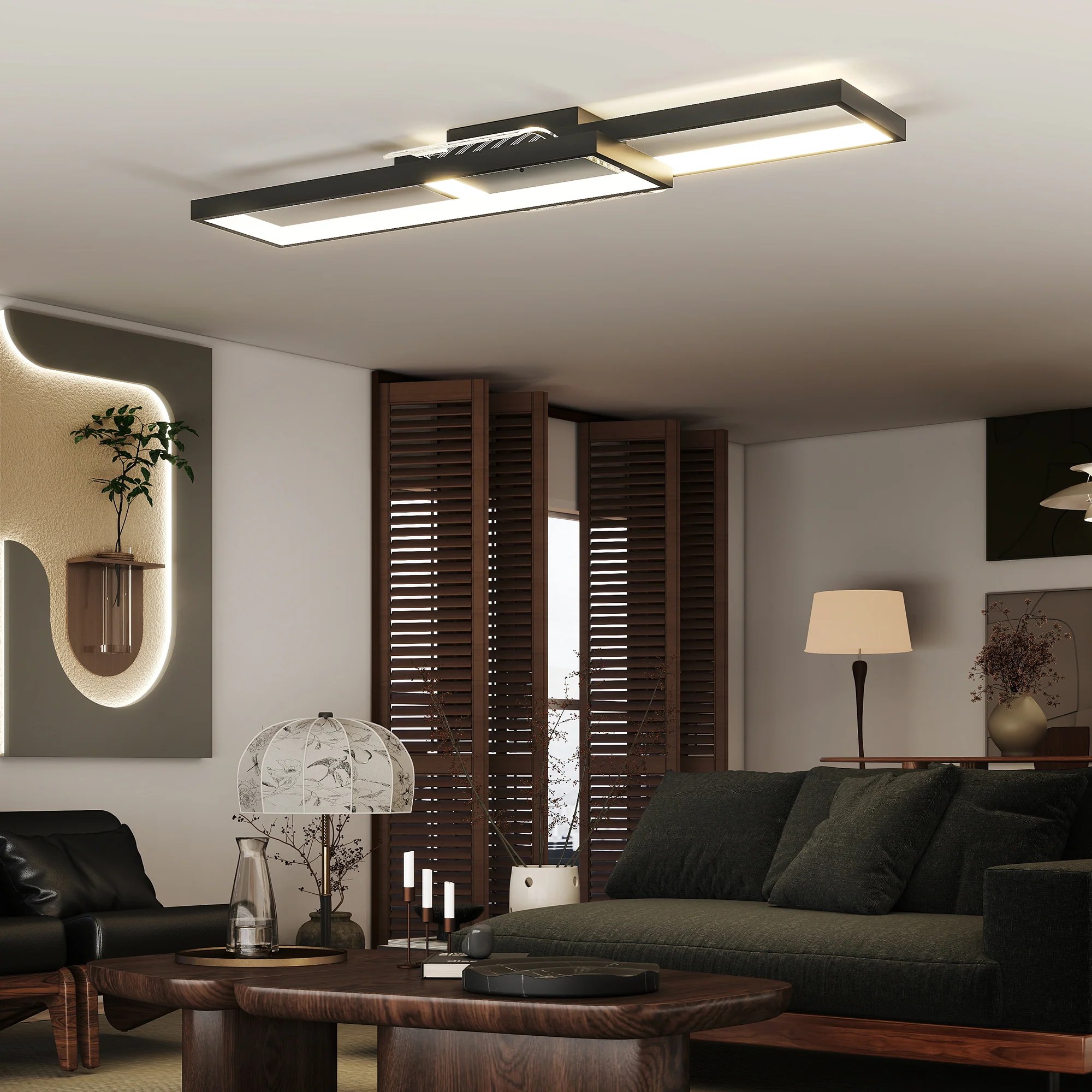HOMCOM LED Ceiling Light, Dimmable Ceiling Light With Remote Control, Black - Image 8