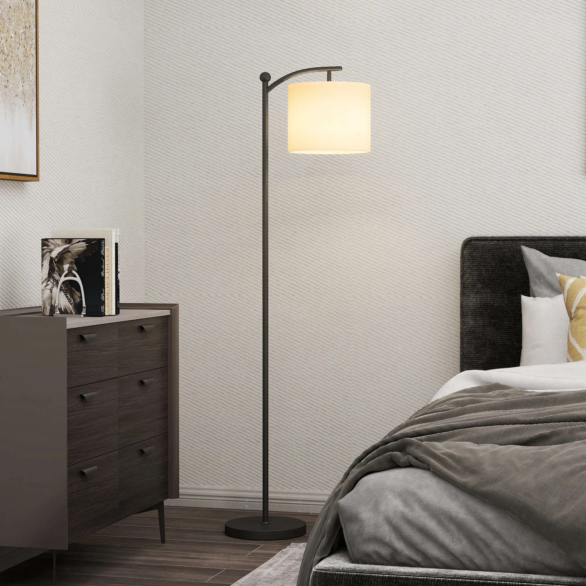 HOMCOM LED Floor Lamp with Dimmable Colours Temperature & Brightness, Black - Image 2
