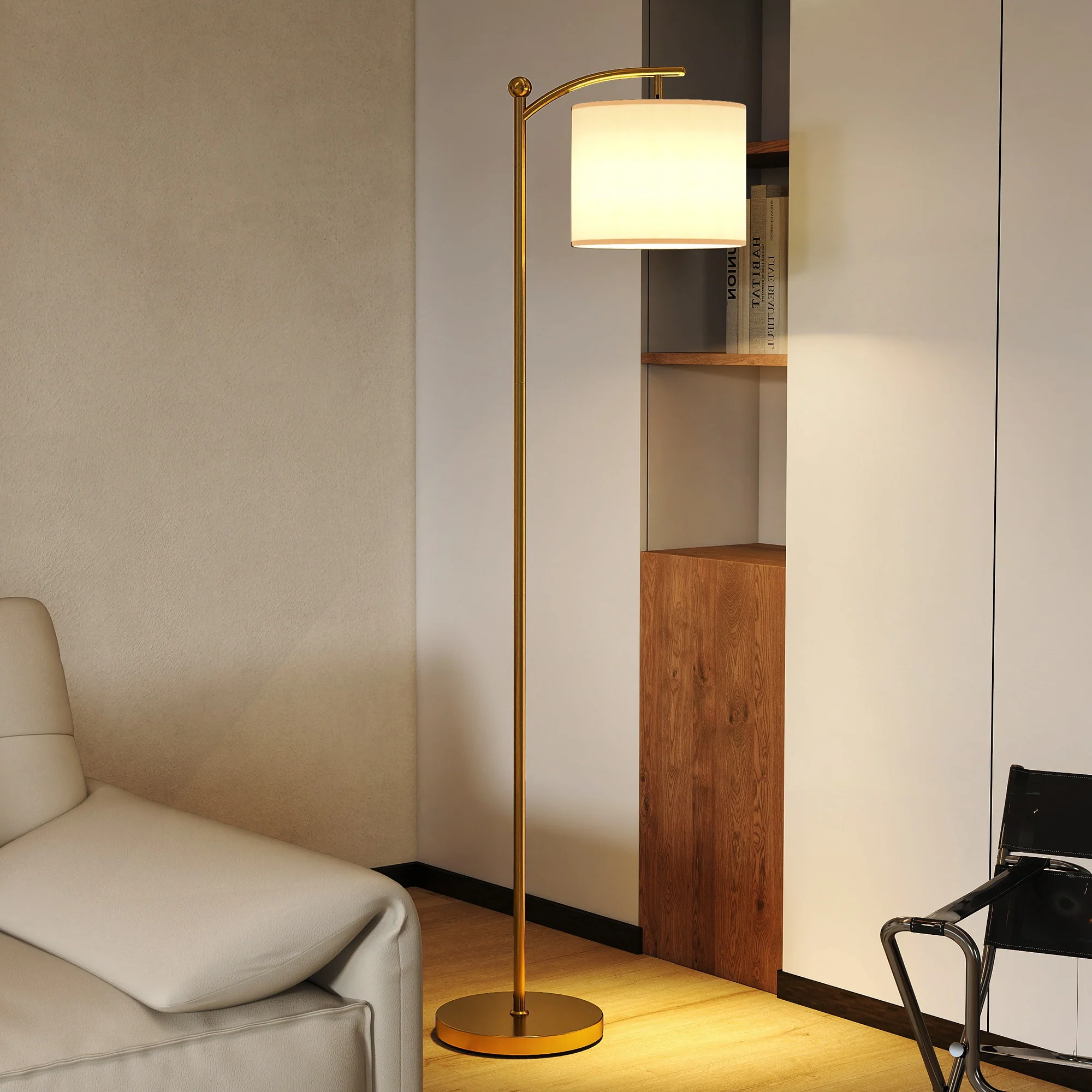 HOMCOM LED Floor Lamp with Dimmable Colours Temperature & Brightness, Gold - Image 2