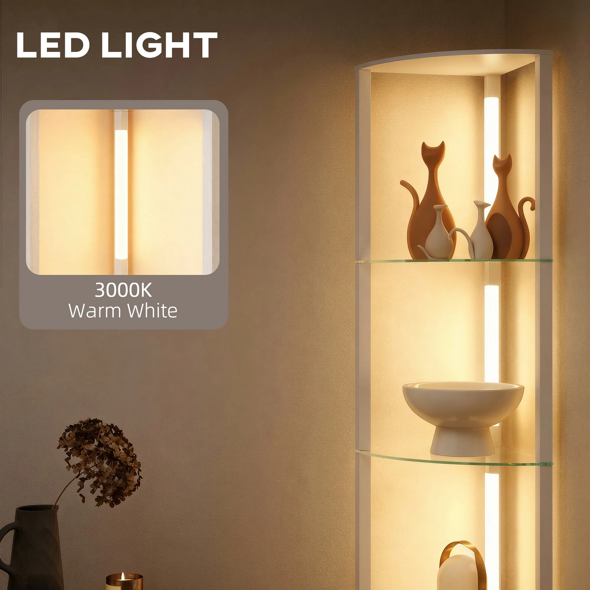 HOMCOM LED Floor Lamp with Shelves, Dimmable Standing Lamp with Foot Switch - Image 4