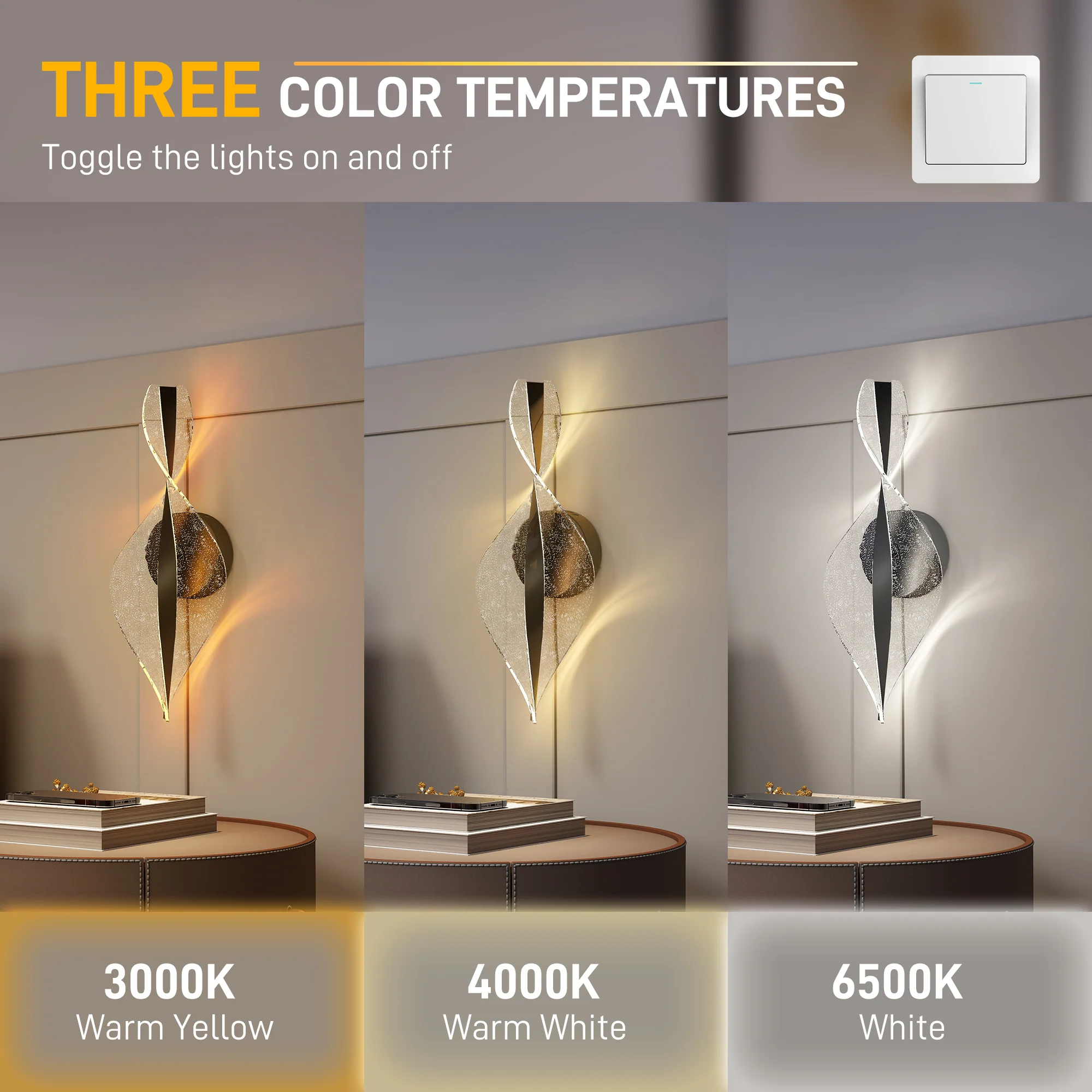 HOMCOM Led Wall Lamp 2 Pack, Modern Indoor Spiral Wall Light - Image 3