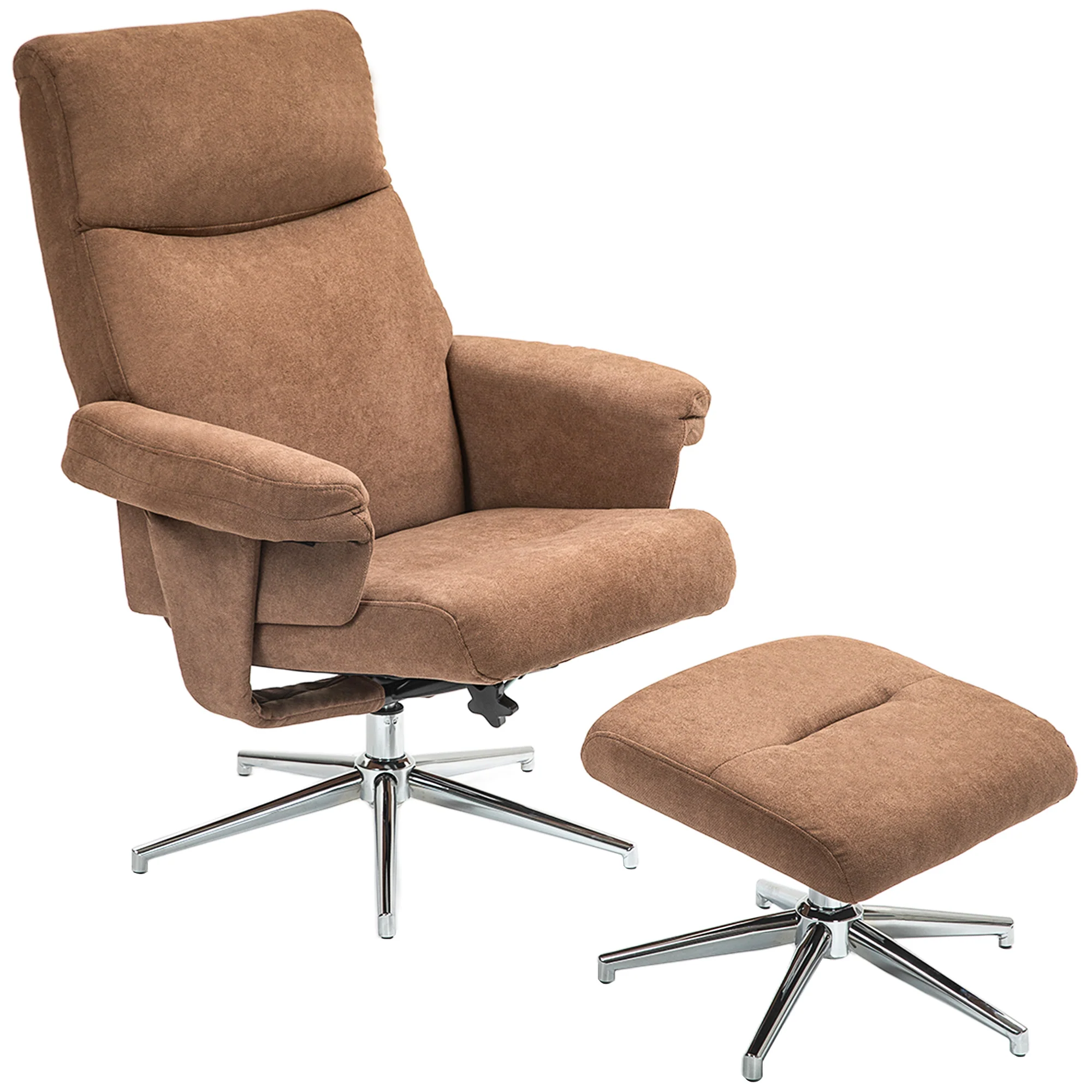 HOMCOM Recliner Chair With Footstool With Adjustable Back - Brown/Charcoal Grey