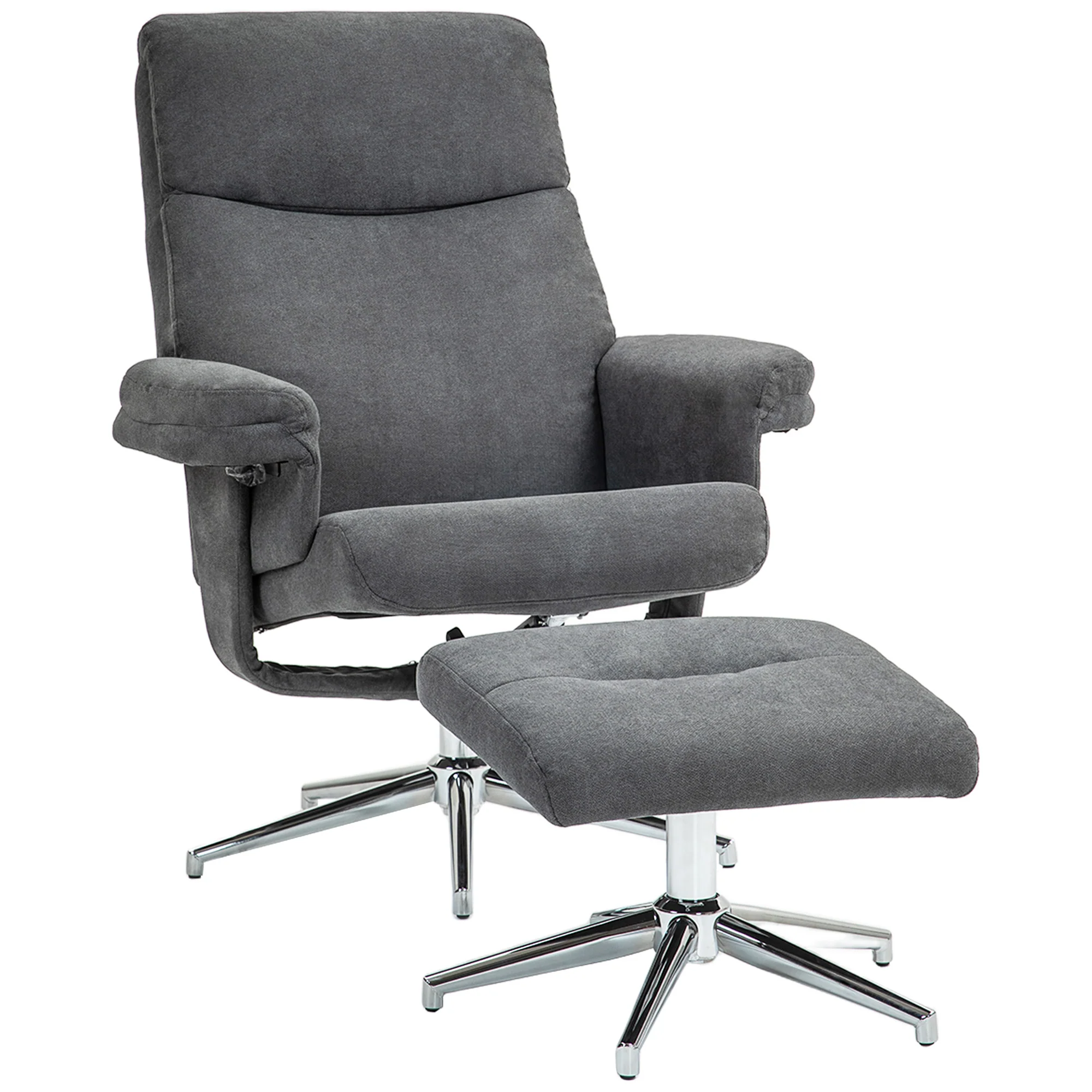 HOMCOM Recliner Chair With Footstool With Adjustable Back - Brown/Charcoal Grey - Image 10