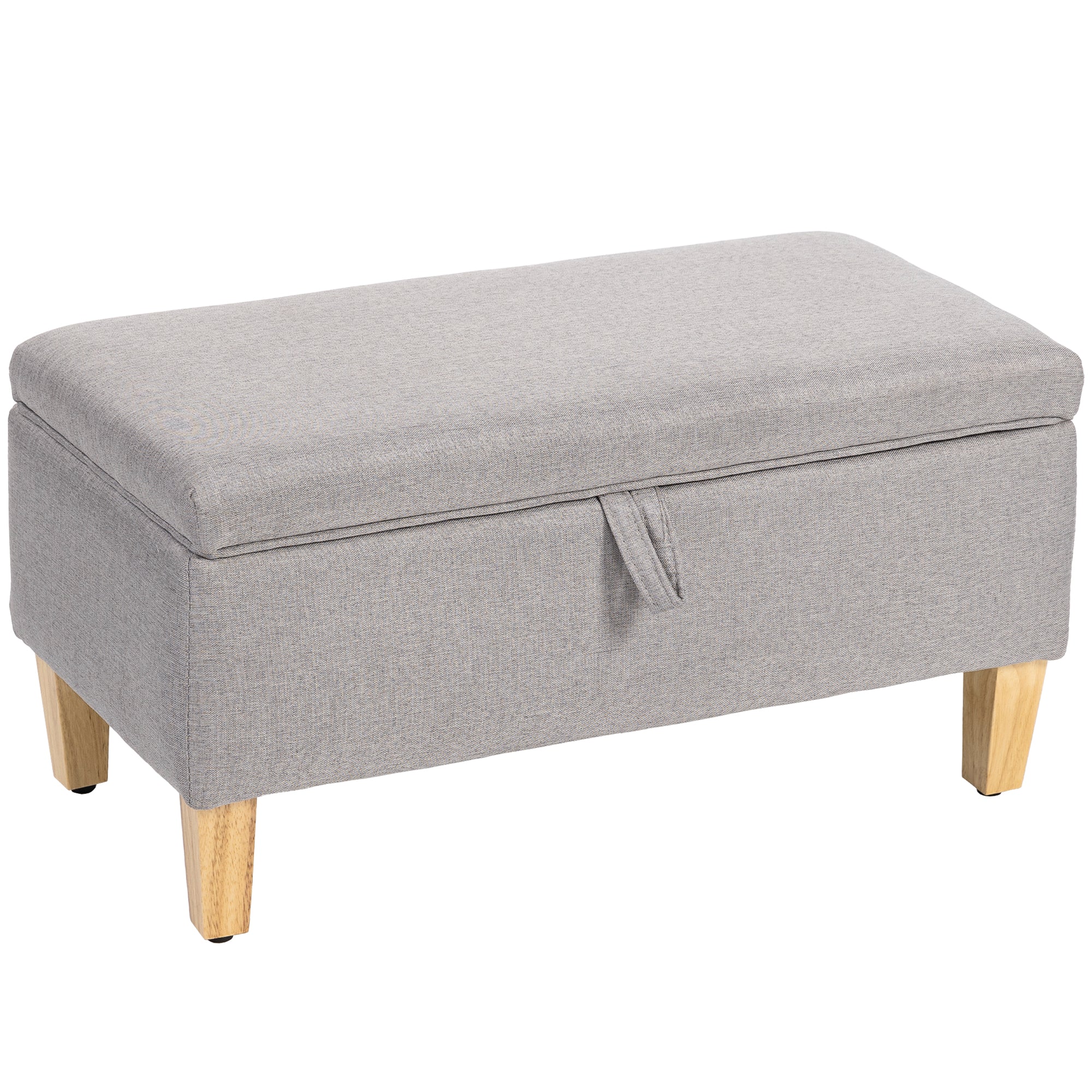 HOMCOM Linen Storage Ottoman Storage Box With Rubberwood Legs