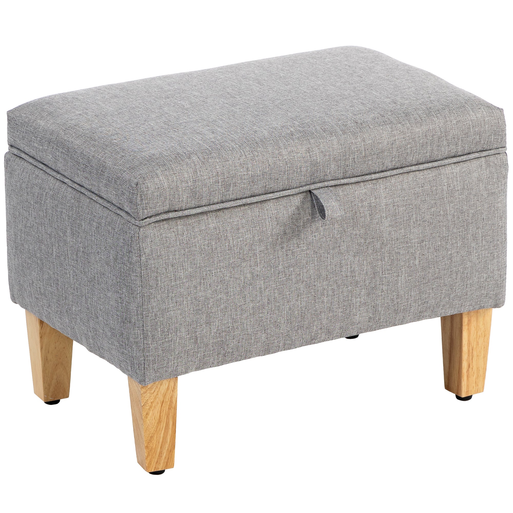 HOMCOM Linen Storage Ottoman Storage Box With Rubberwood Legs - Image 10