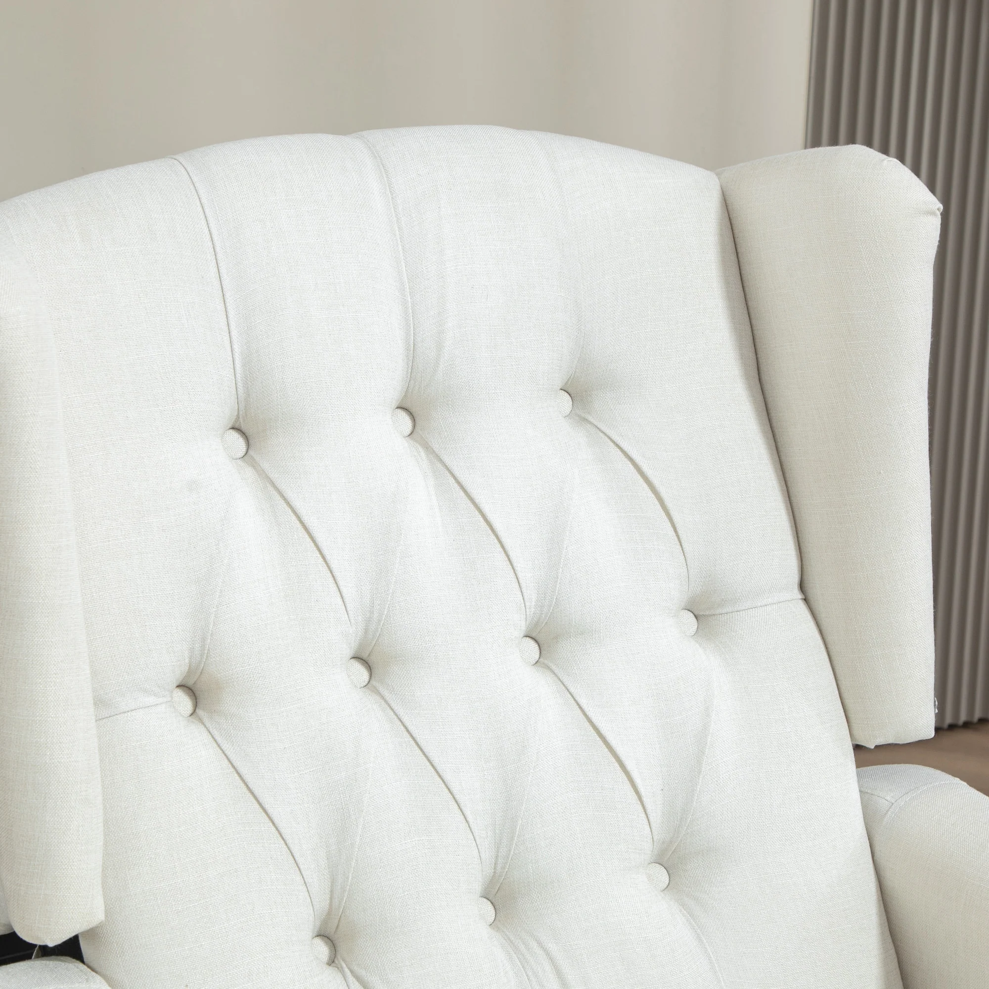 HOMCOM Manual Cream White Reclining Armchair Recliner With Footrest - Image 8