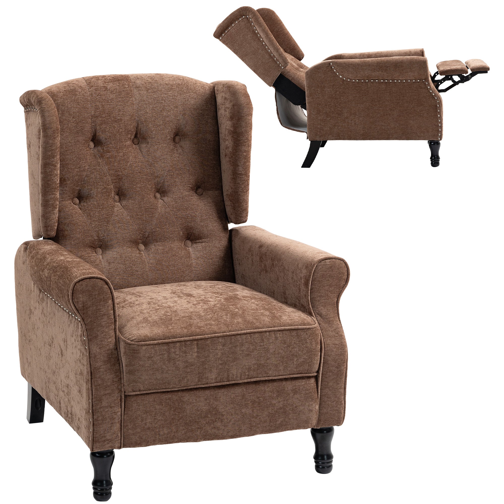 HOMCOM Manual Reclining Armchair Recliner With Footrest - Image 10