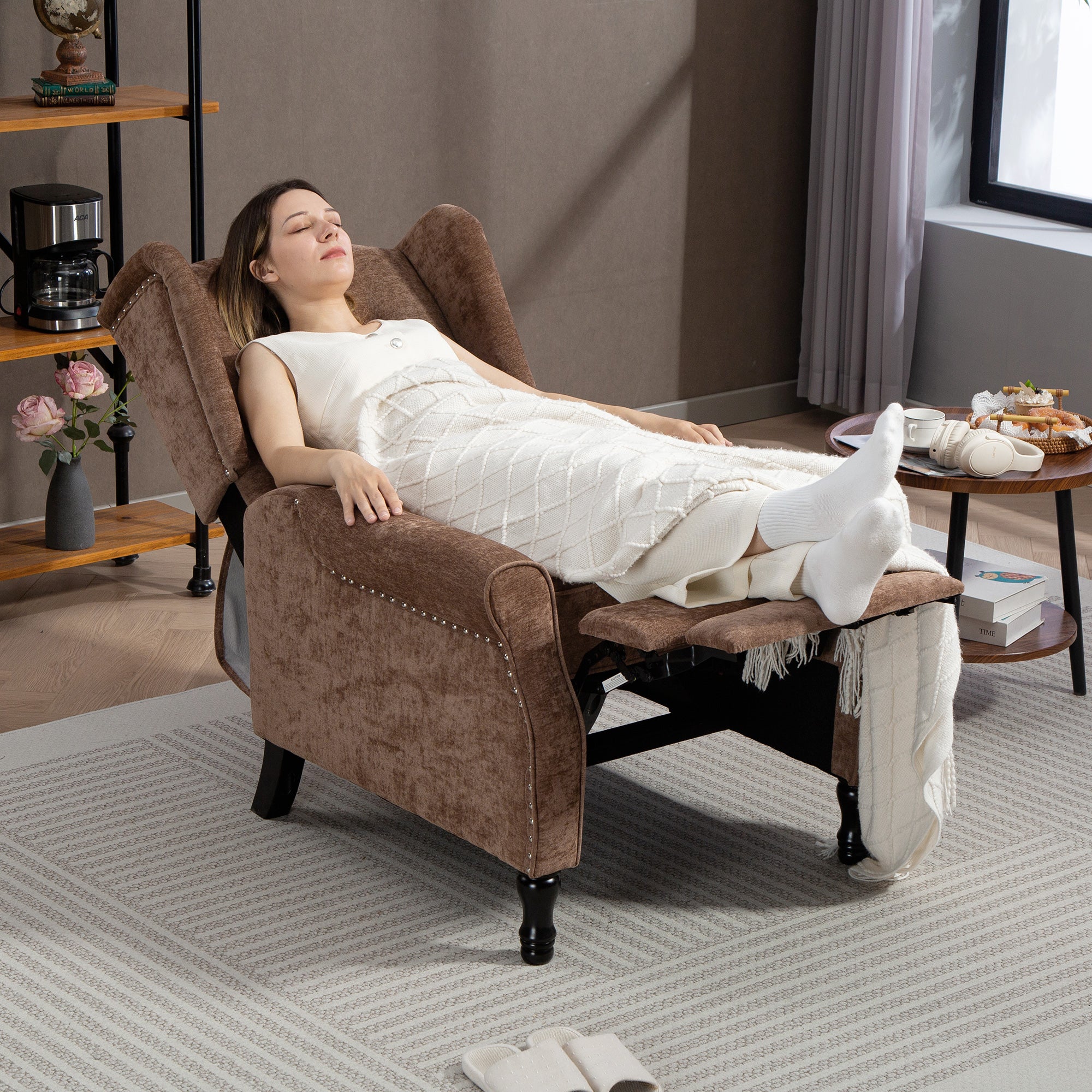 HOMCOM Manual Reclining Armchair Recliner With Footrest - Image 17