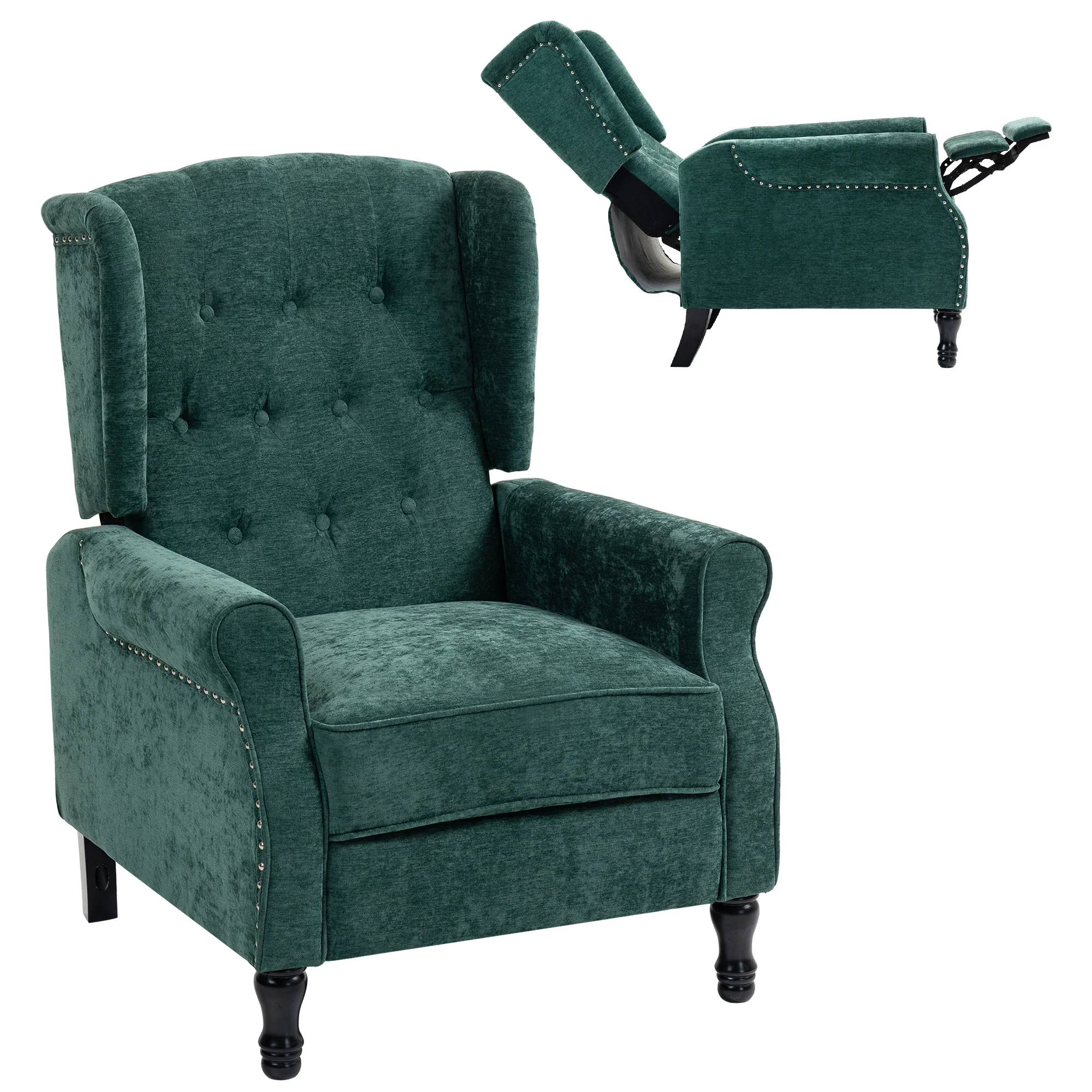 HOMCOM Manual Reclining Armchair Recliner With Footrest - Image 19
