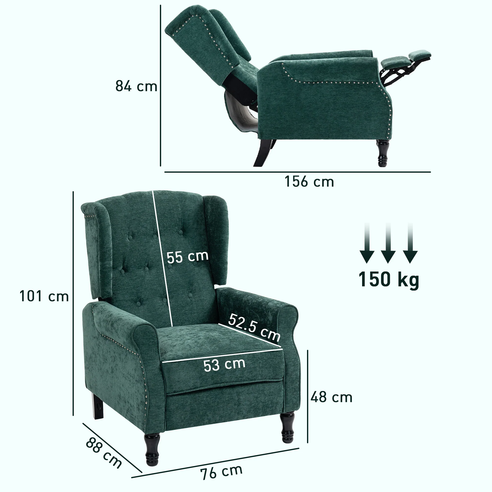 HOMCOM Manual Reclining Armchair Recliner With Footrest - Image 23