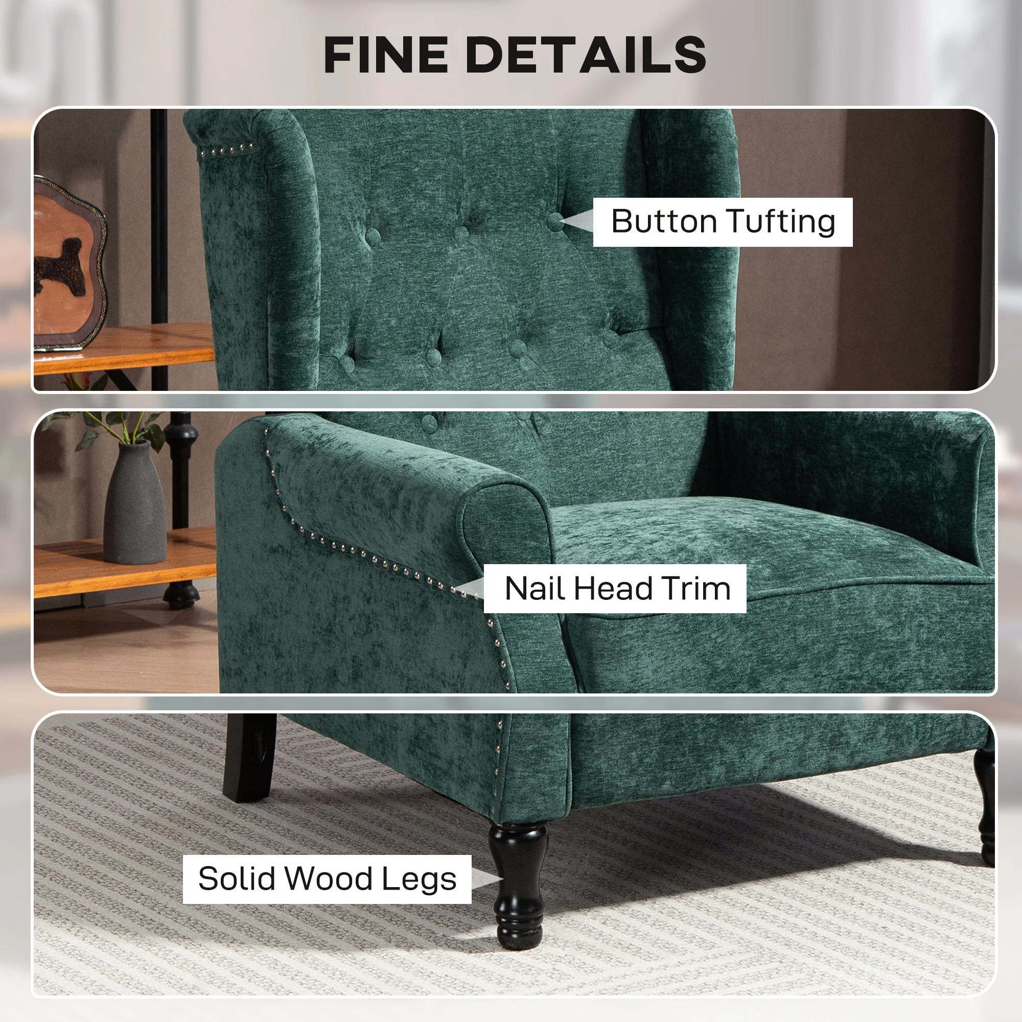 HOMCOM Manual Reclining Armchair Recliner With Footrest - Image 24
