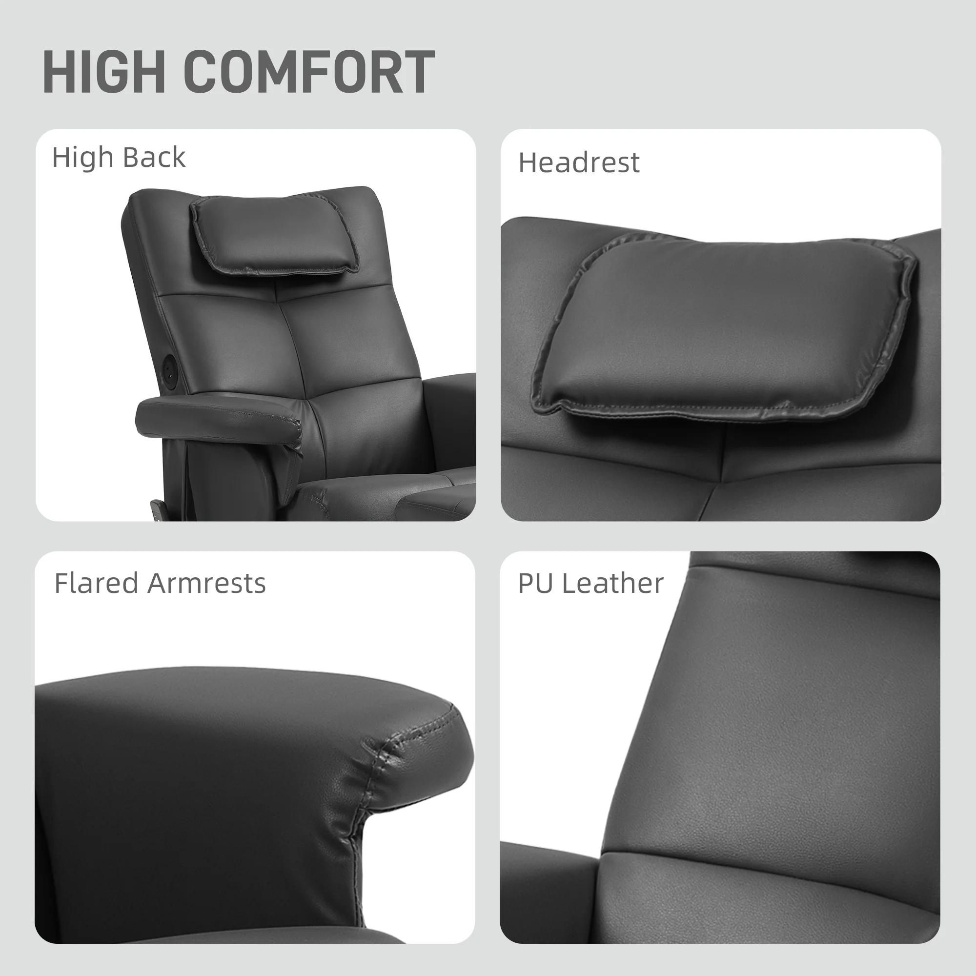 HOMCOM Massage Recliner Chair with Footstool and Hidden Storage - Image 8
