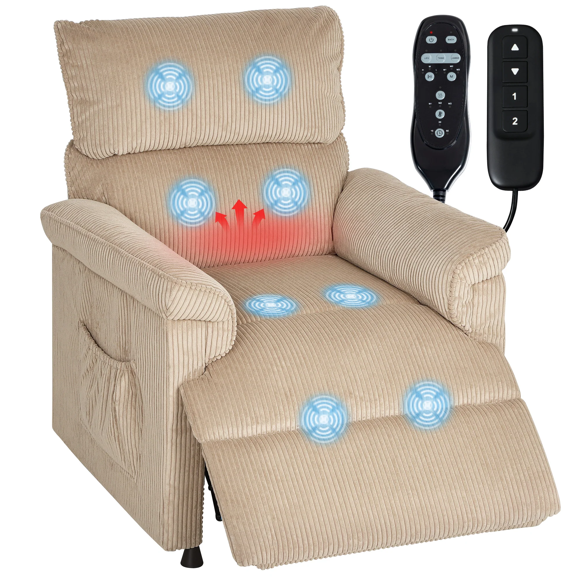 HOMCOM Massage Recliner With Quiet Motor, Power Reclining Chair, Brown