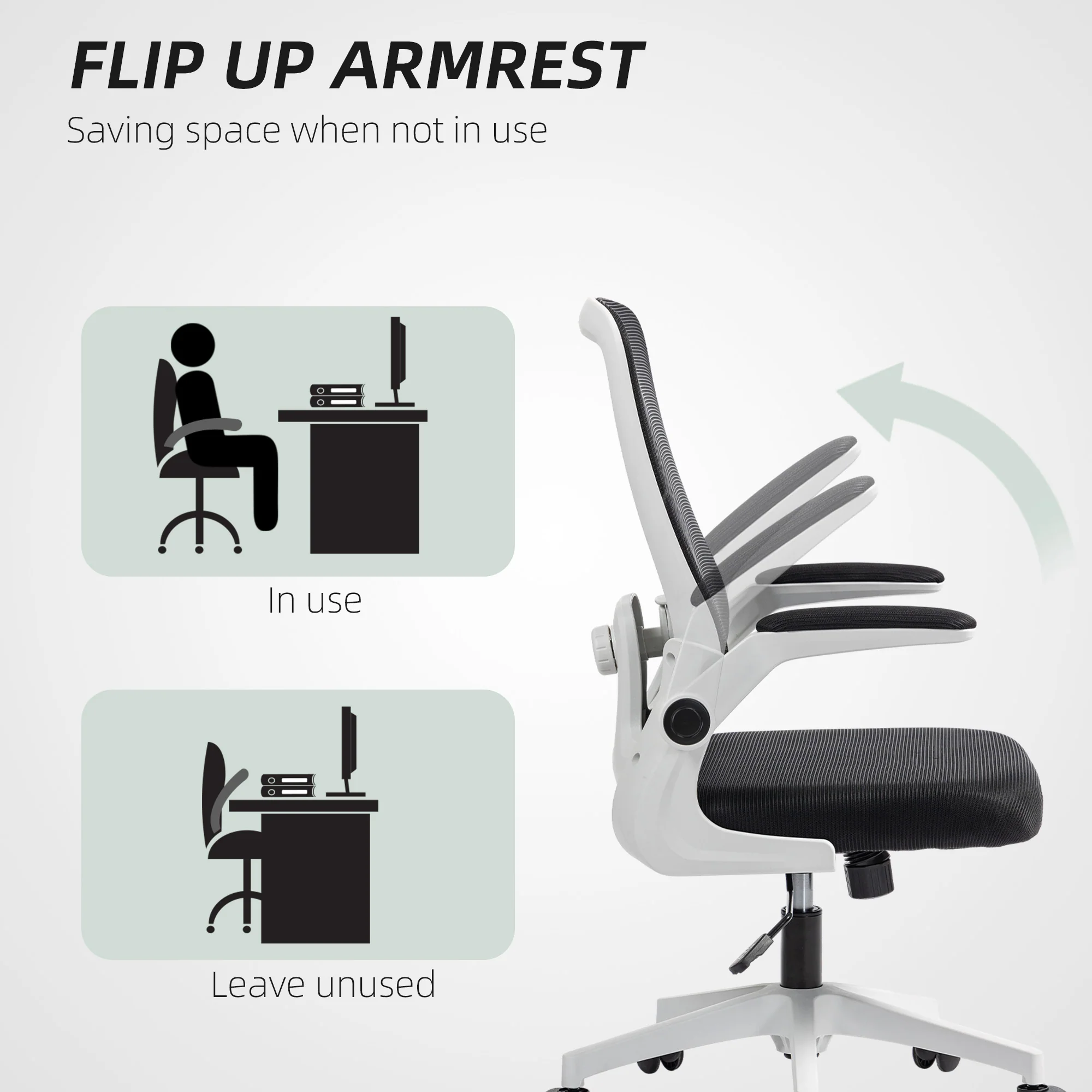 HOMCOM Mesh Desk Chair With Tilt Function, Lumbar Support - Image 6