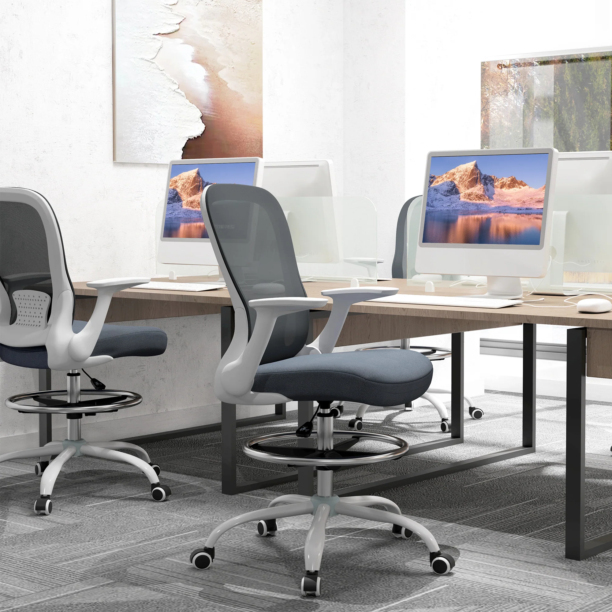 HOMCOM Mesh Draughtsman Chair, Ergonomic Drafting Chair - Image 11