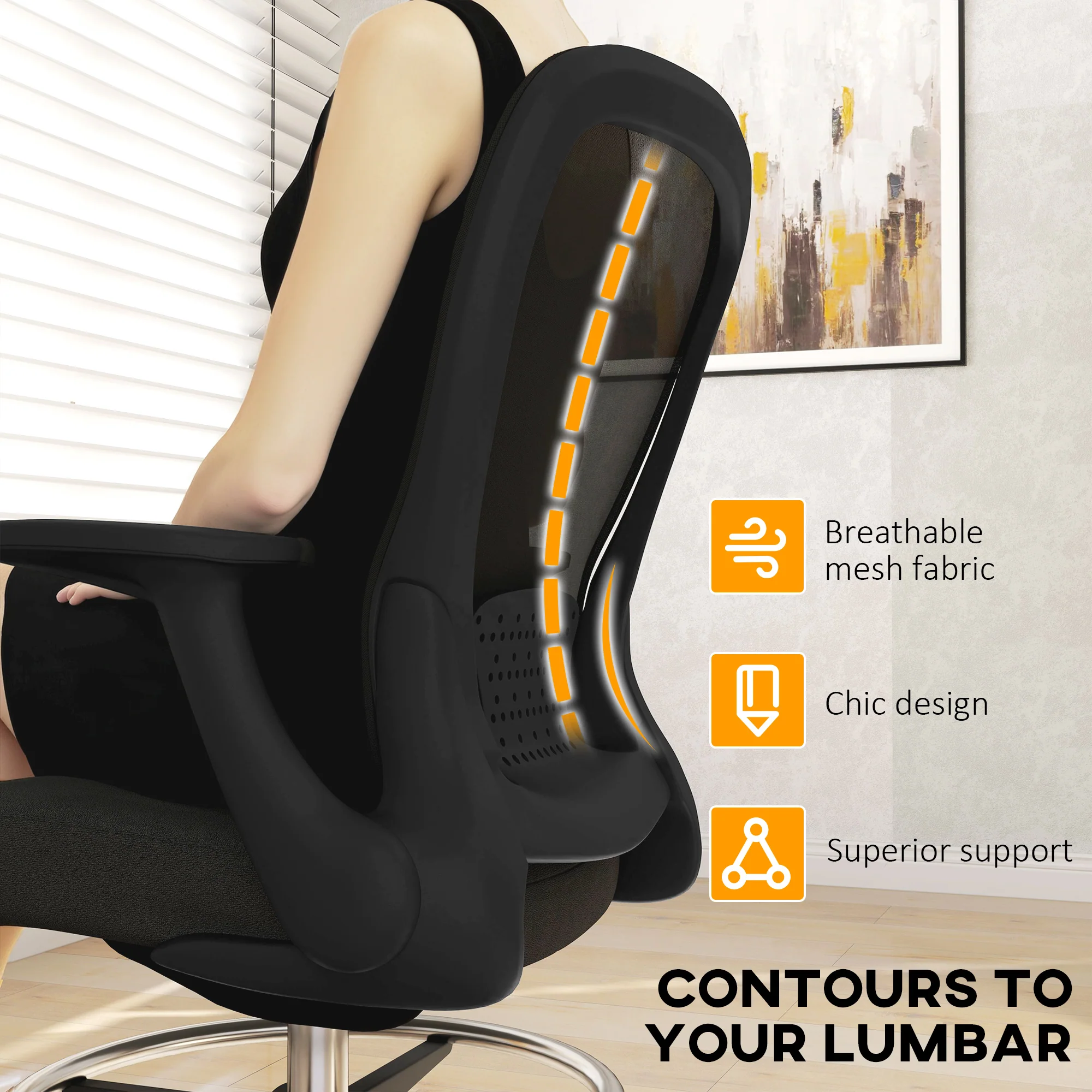 HOMCOM Mesh Draughtsman Chair, Ergonomic Drafting Chair - Image 25