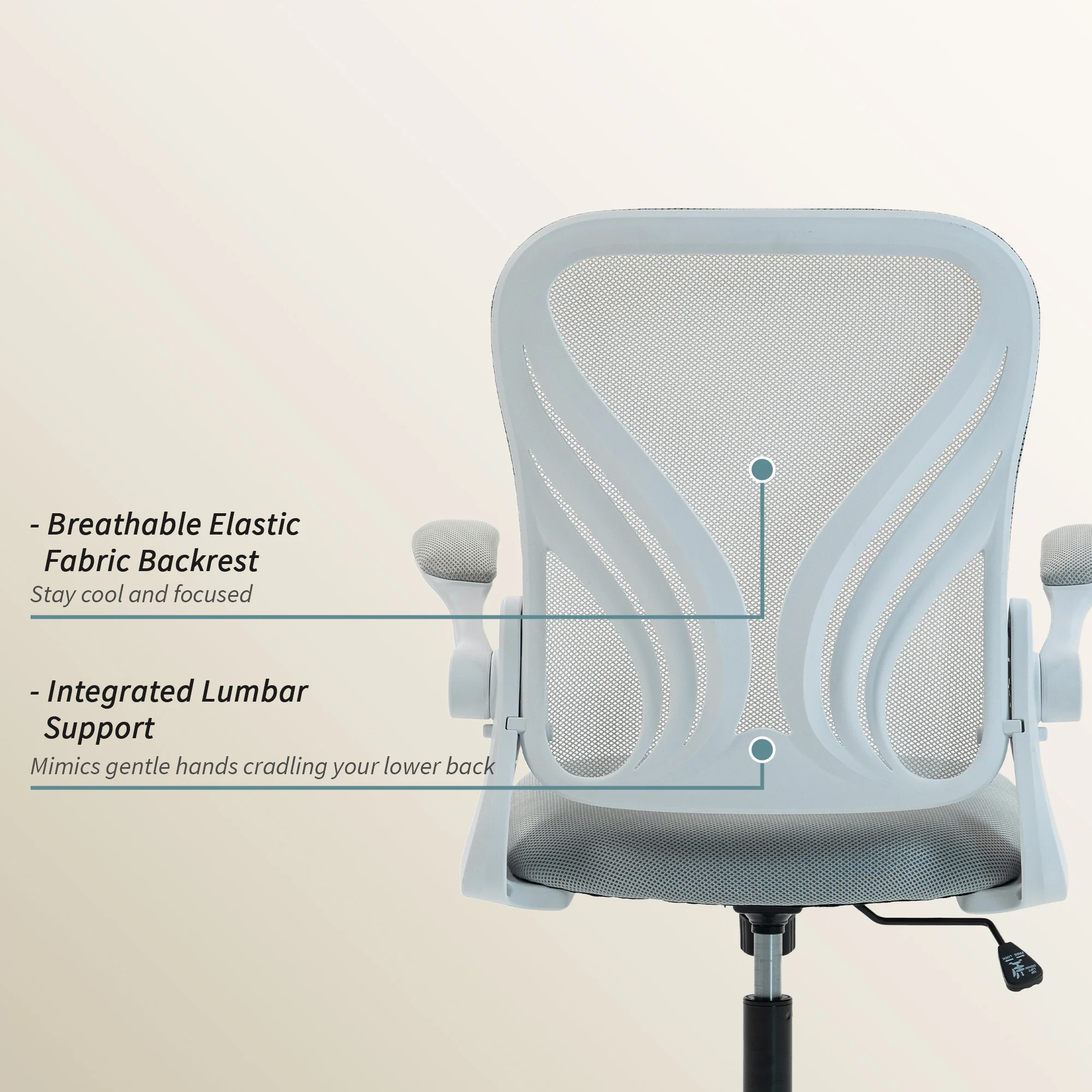 HOMCOM Mesh Office Chair, Computer Chair with Foldable Backrest, Grey - Image 4