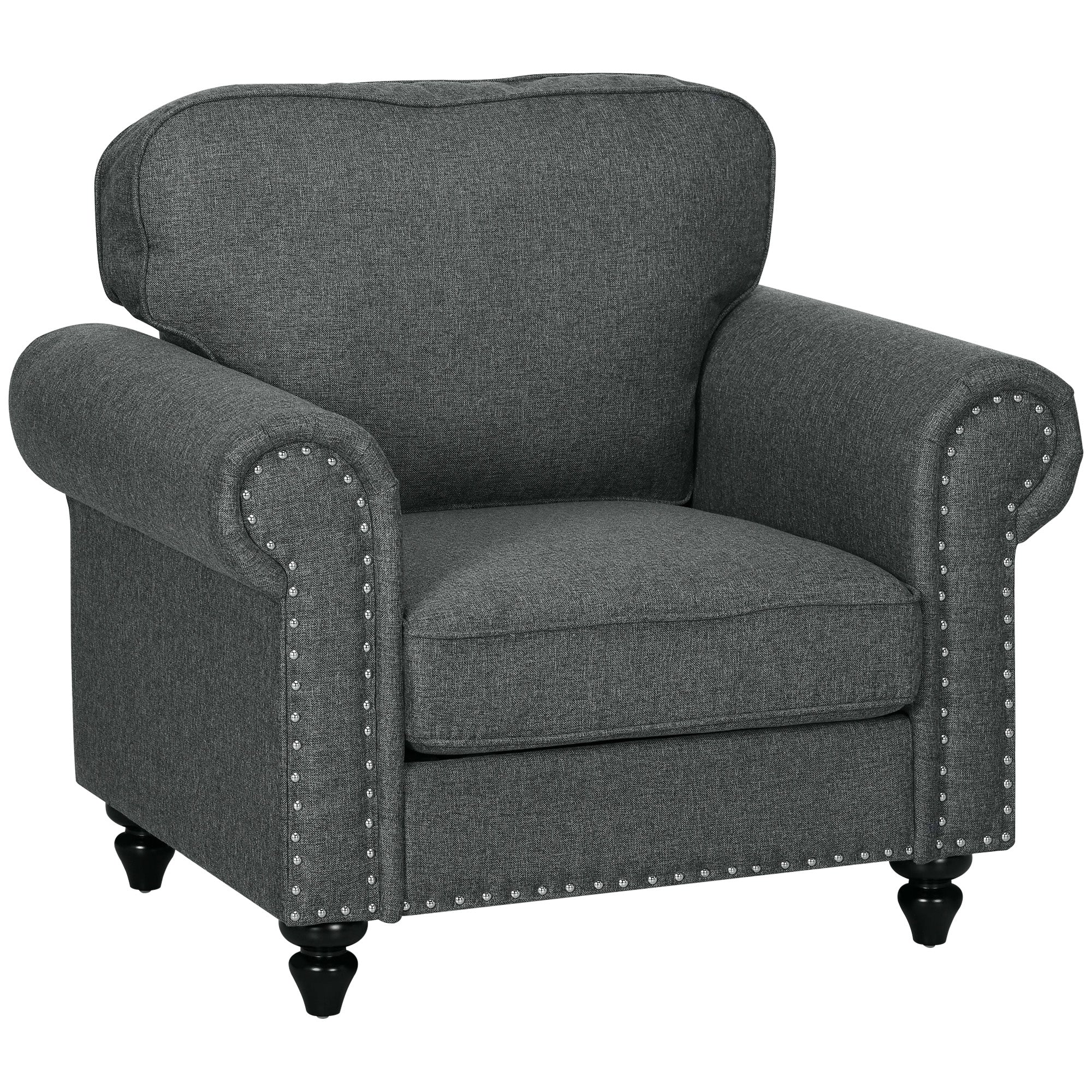 HOMCOM Mid-Century Armchair Upholstered Accent Chair w/ Wood Frame, Brown - Image 11