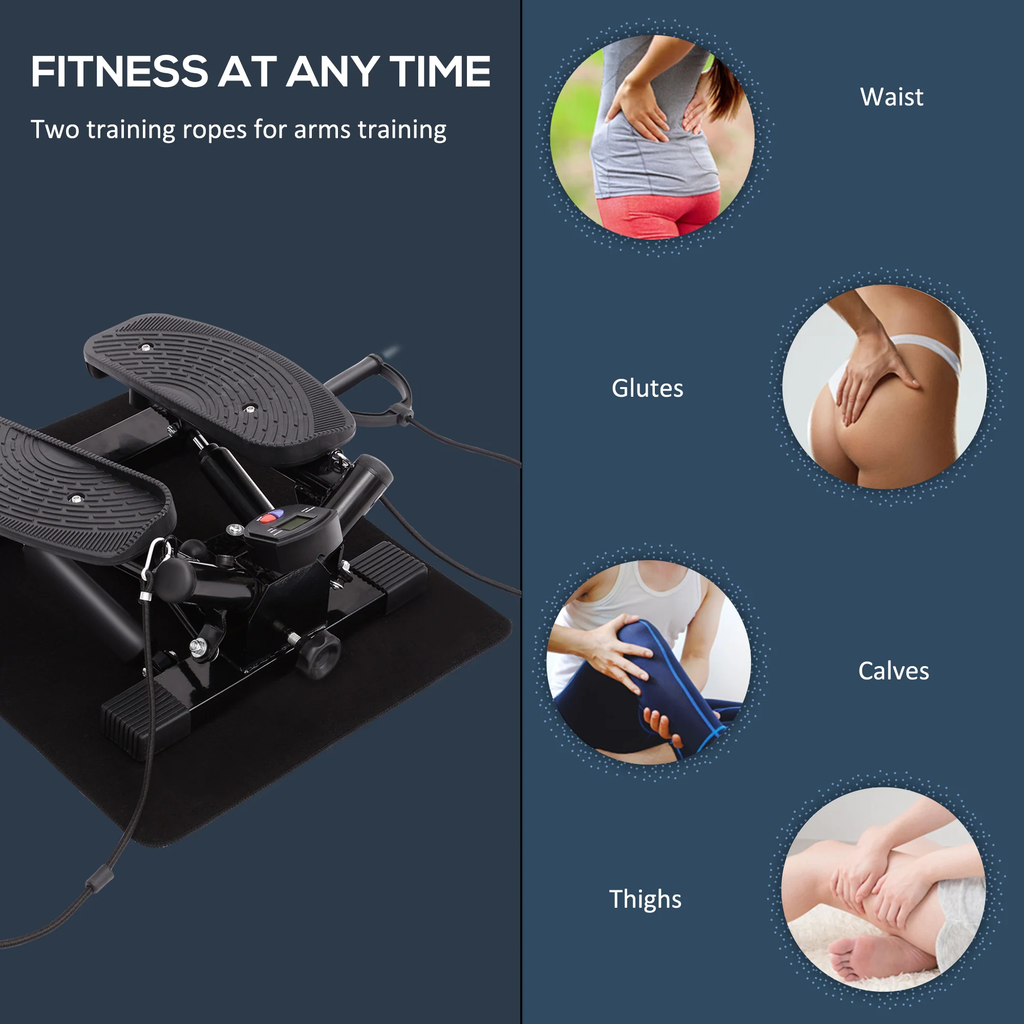 HOMCOM Mini Stepper Legs Arms Thigh Toner Toning Machine Workout Fitness - Image 4