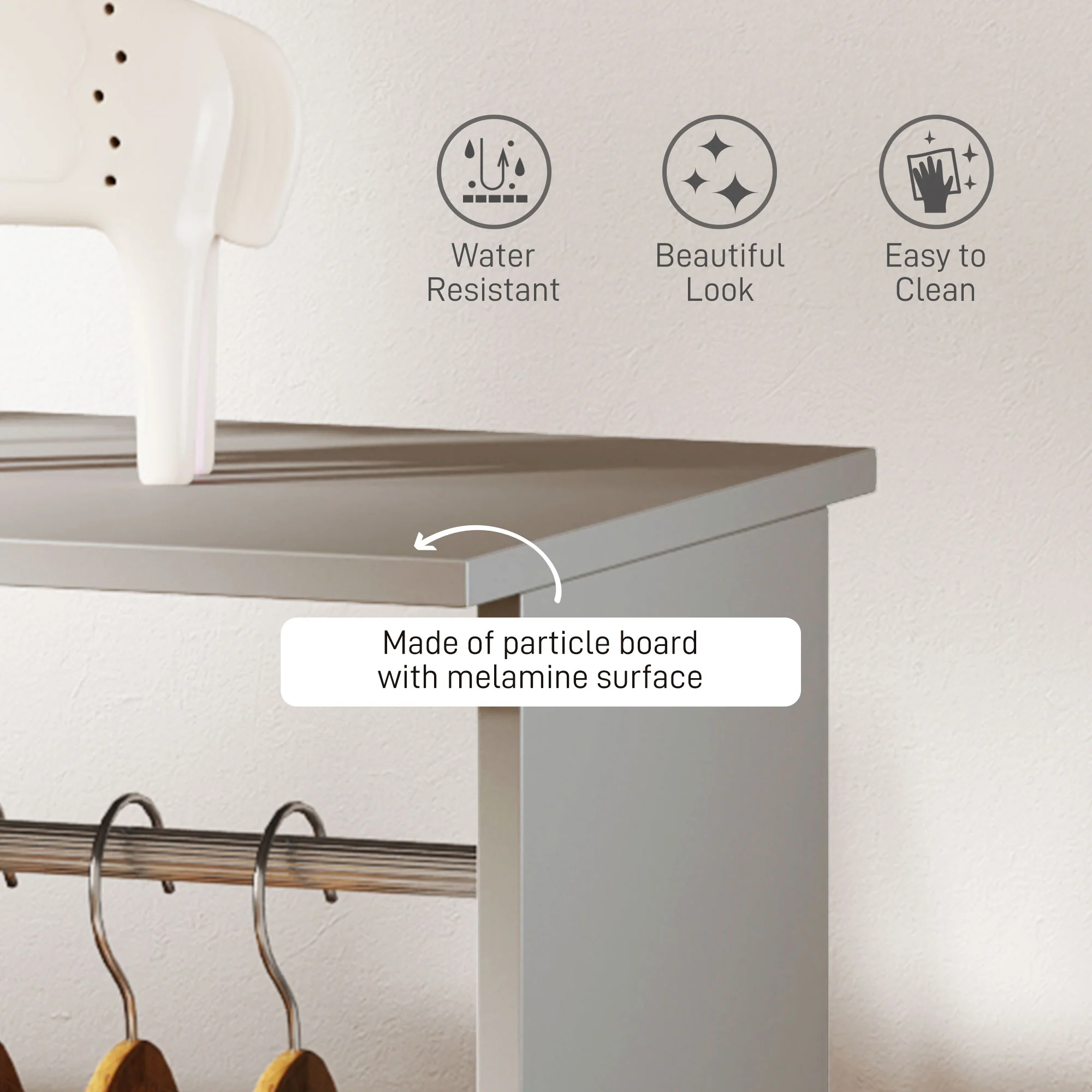 HOMCOM Mobile Double Open Wardrobe W/ Clothes Hanging Rail Clothing Grey - Image 3