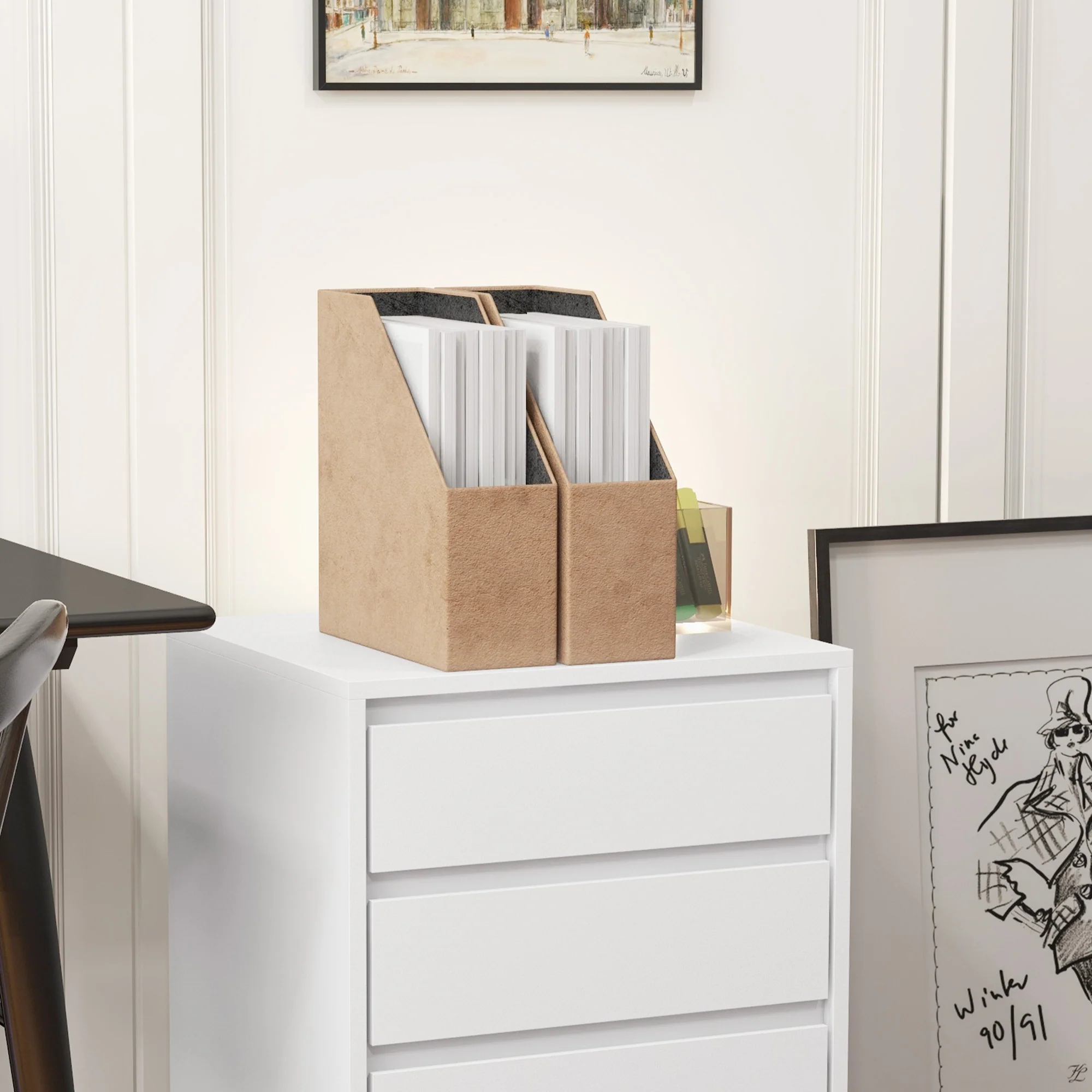 HOMCOM Mobile Vertical Filing Cabinet with 4 Drawers for Home Office, White - Image 9