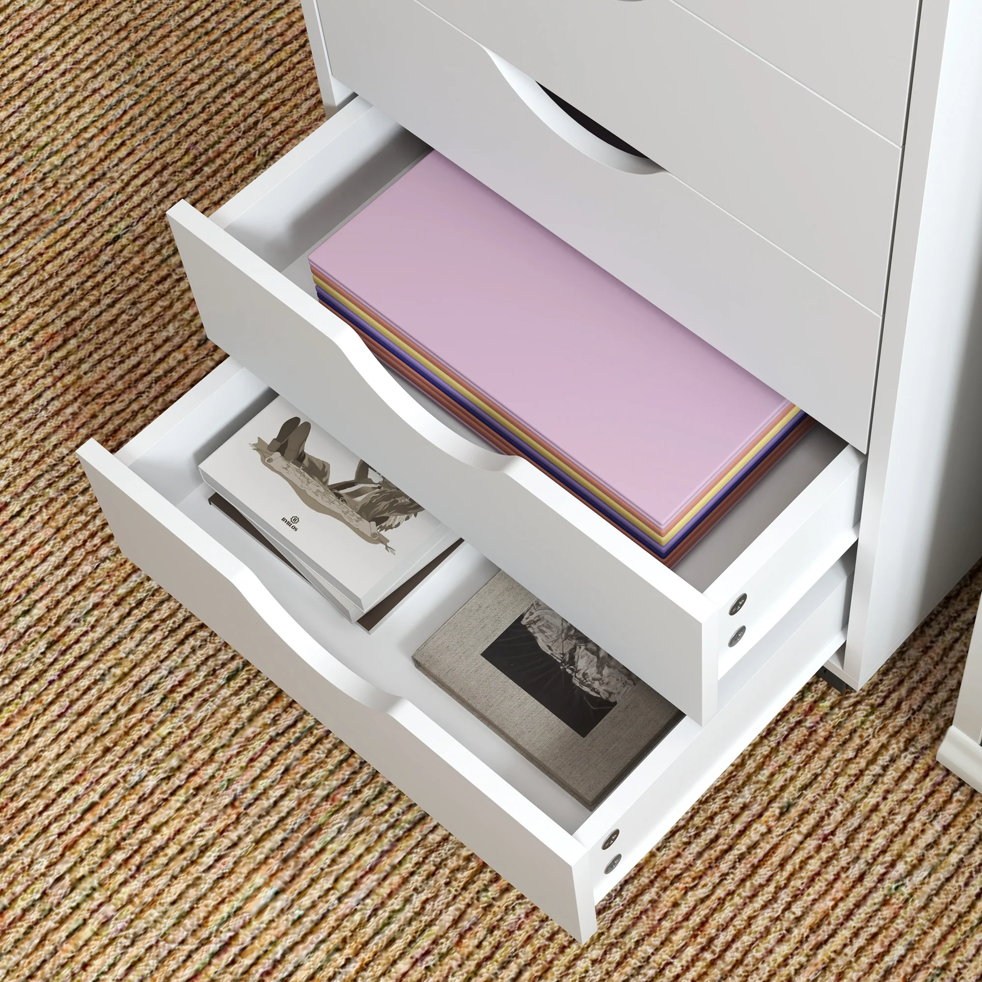 HOMCOM Mobile Vertical Filing Cabinet with 5 Drawers for Home Office, White - Image 9