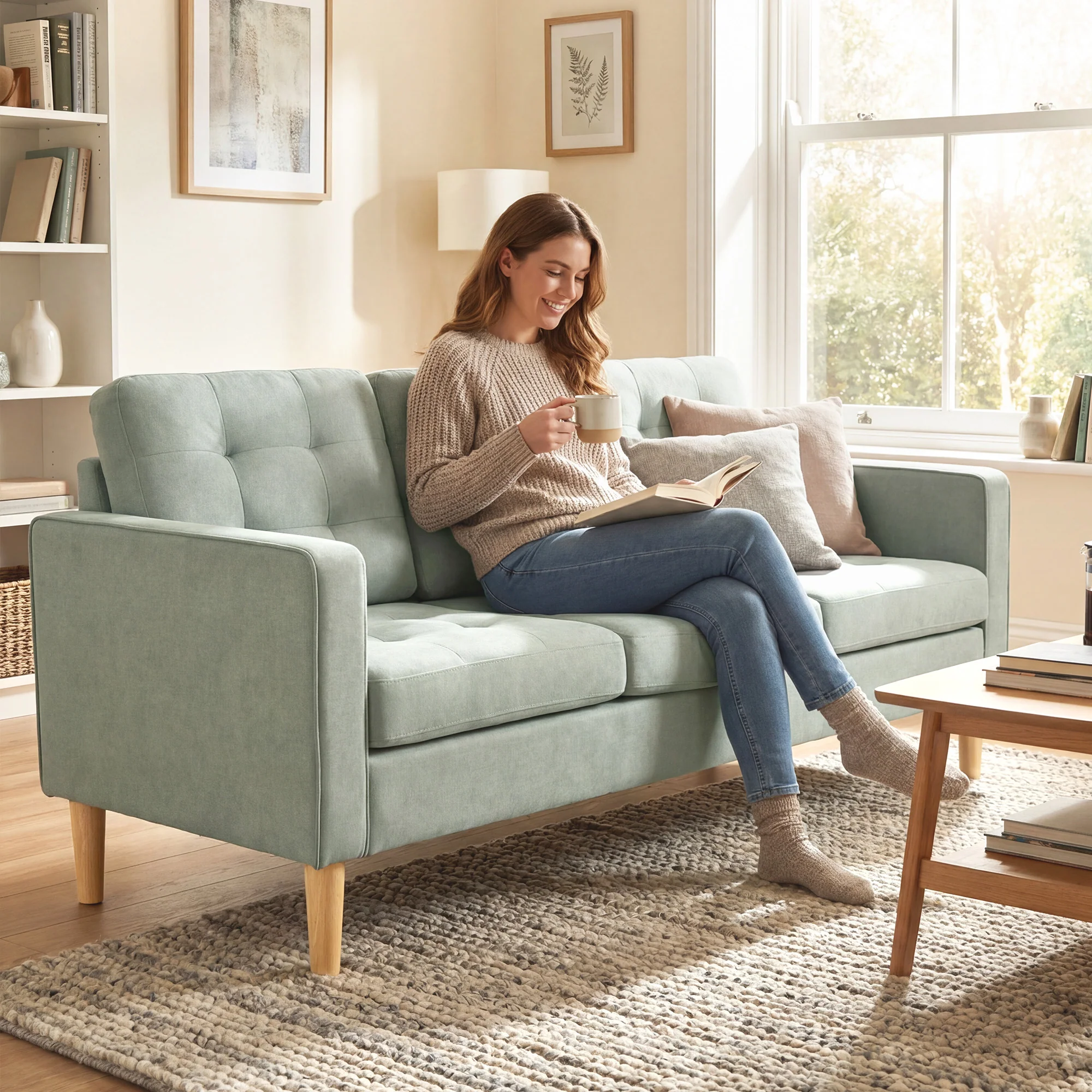 HOMCOM Modern 3 Seater Sofa with Hidden Storage and Rubber Wood Legs - Image 2